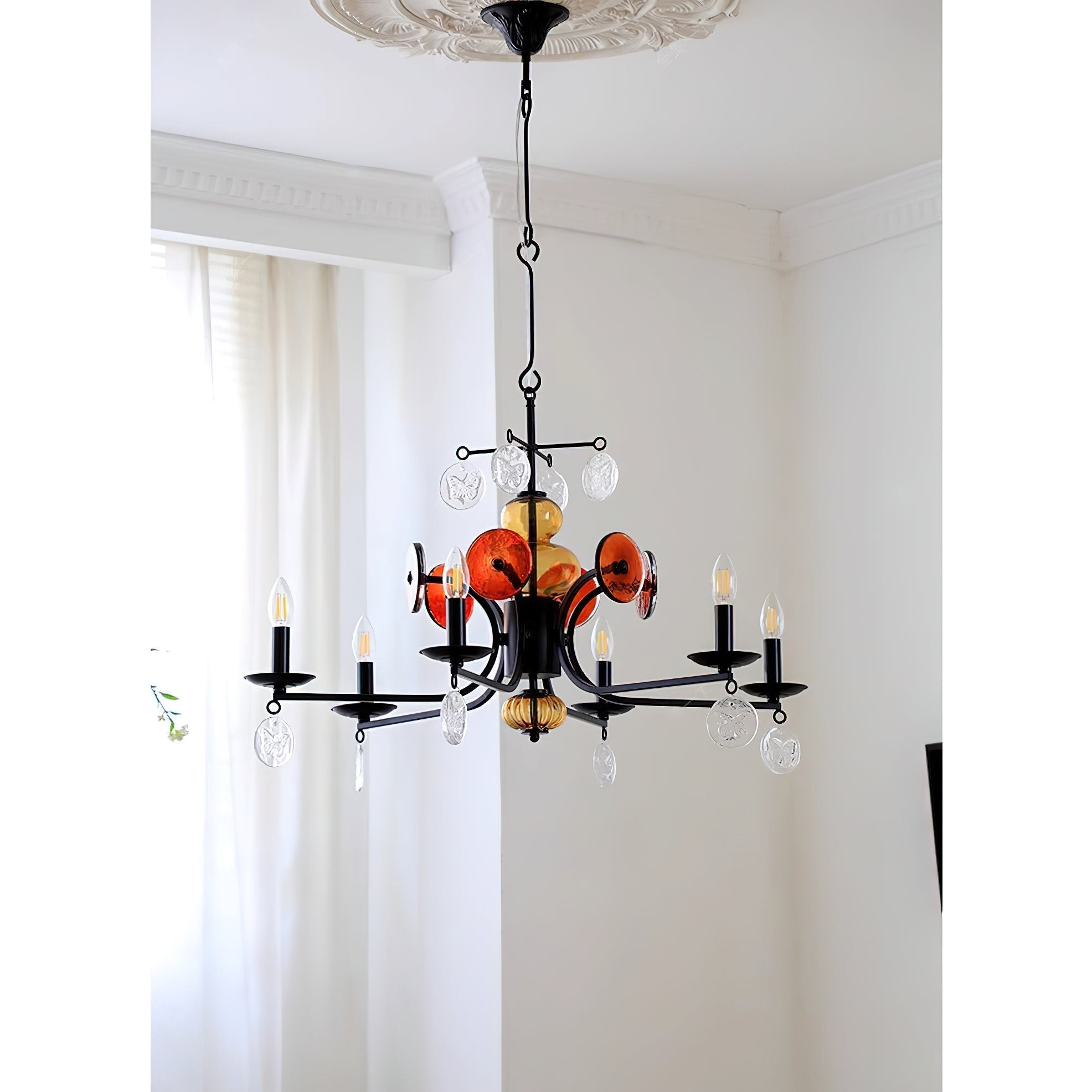 Anorion Industrieller Vintage-Luxus-Glas-Kronleuchter-Letslighting