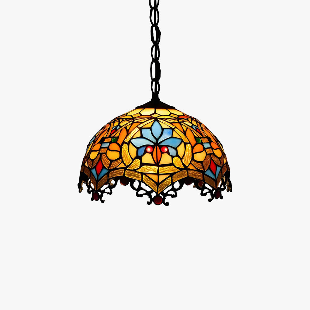 Arisha Tiffany Buntglas Kuppel Pendelleuchte, Gelb