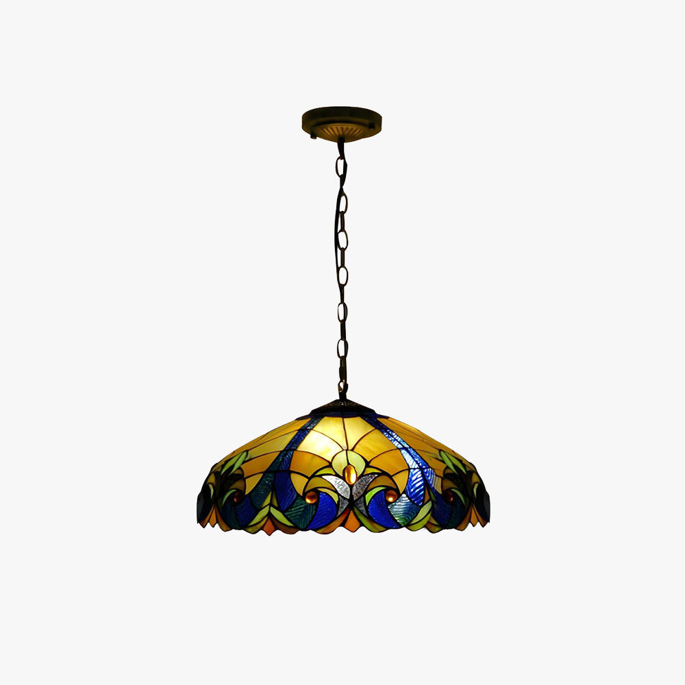Arisha Tiffany Buntglas Pendelleuchte, Gelb/Grün