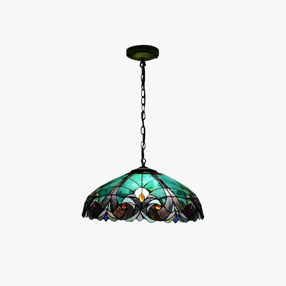 Arisha Tiffany Buntglas Pendelleuchte, Gelb/Grün