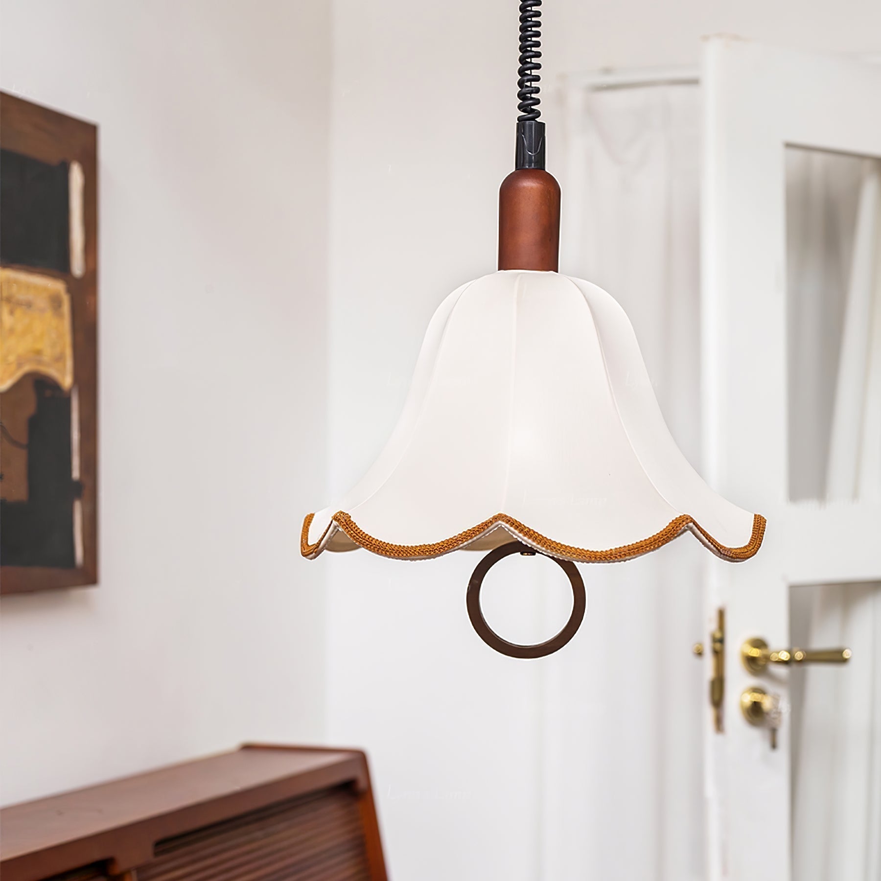 Eurvaryra Klassische Eleganz Stoff Holz Pendelleuchte-Letslighting