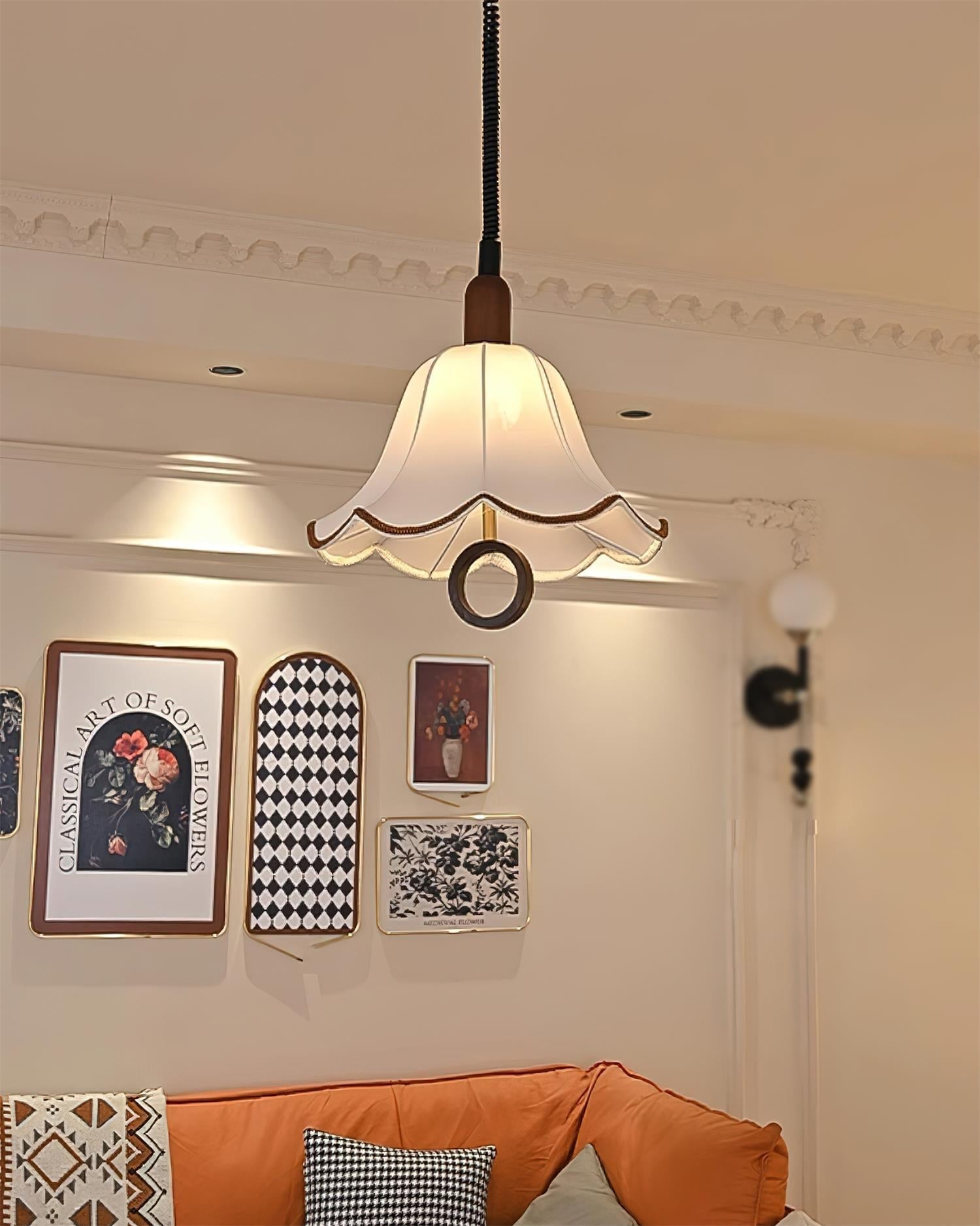 Eurvaryra Klassische Eleganz Stoff Holz Pendelleuchte-Letslighting