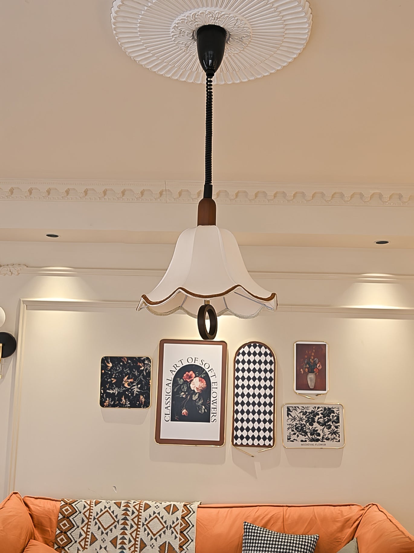 Eurvaryra Klassische Eleganz Stoff Holz Pendelleuchte-Letslighting