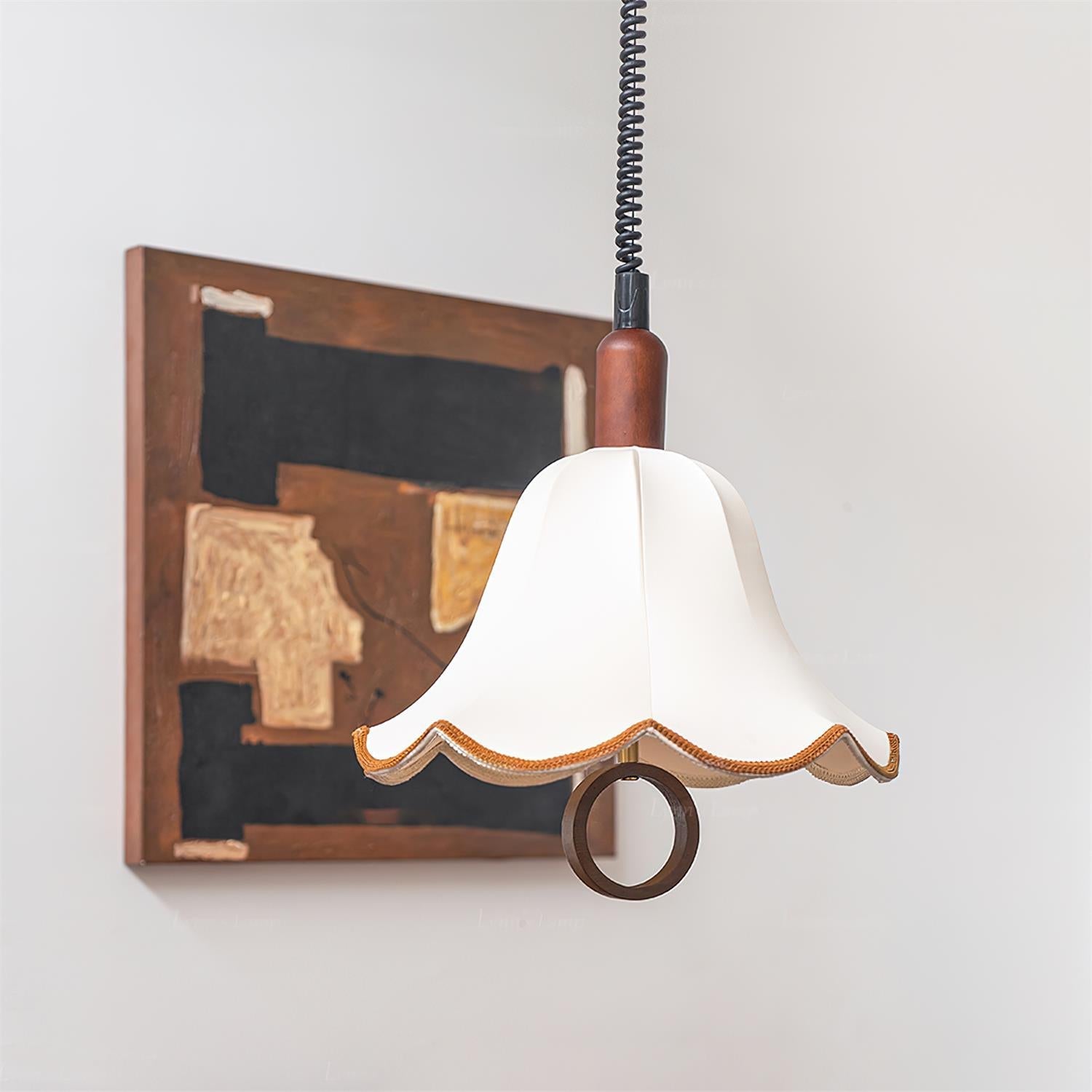 Eurvaryra Klassische Eleganz Stoff Holz Pendelleuchte-Letslighting
