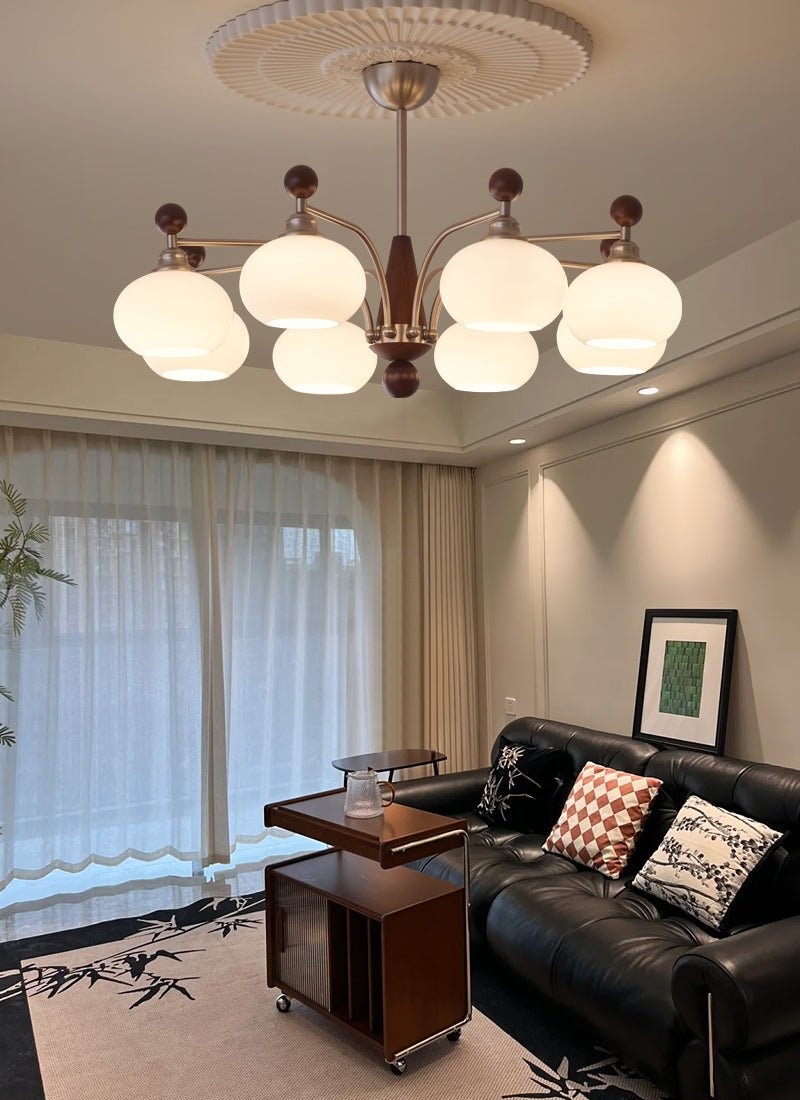 Ivloria Traditionelle Eleganz Orbit Holz Glas Kronleuchter-Letslighting