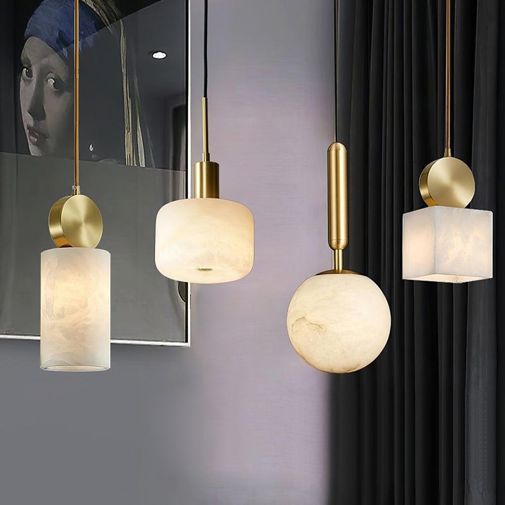 Lyrindis Cylinder Alabaster Pendant Light - Neutralighting