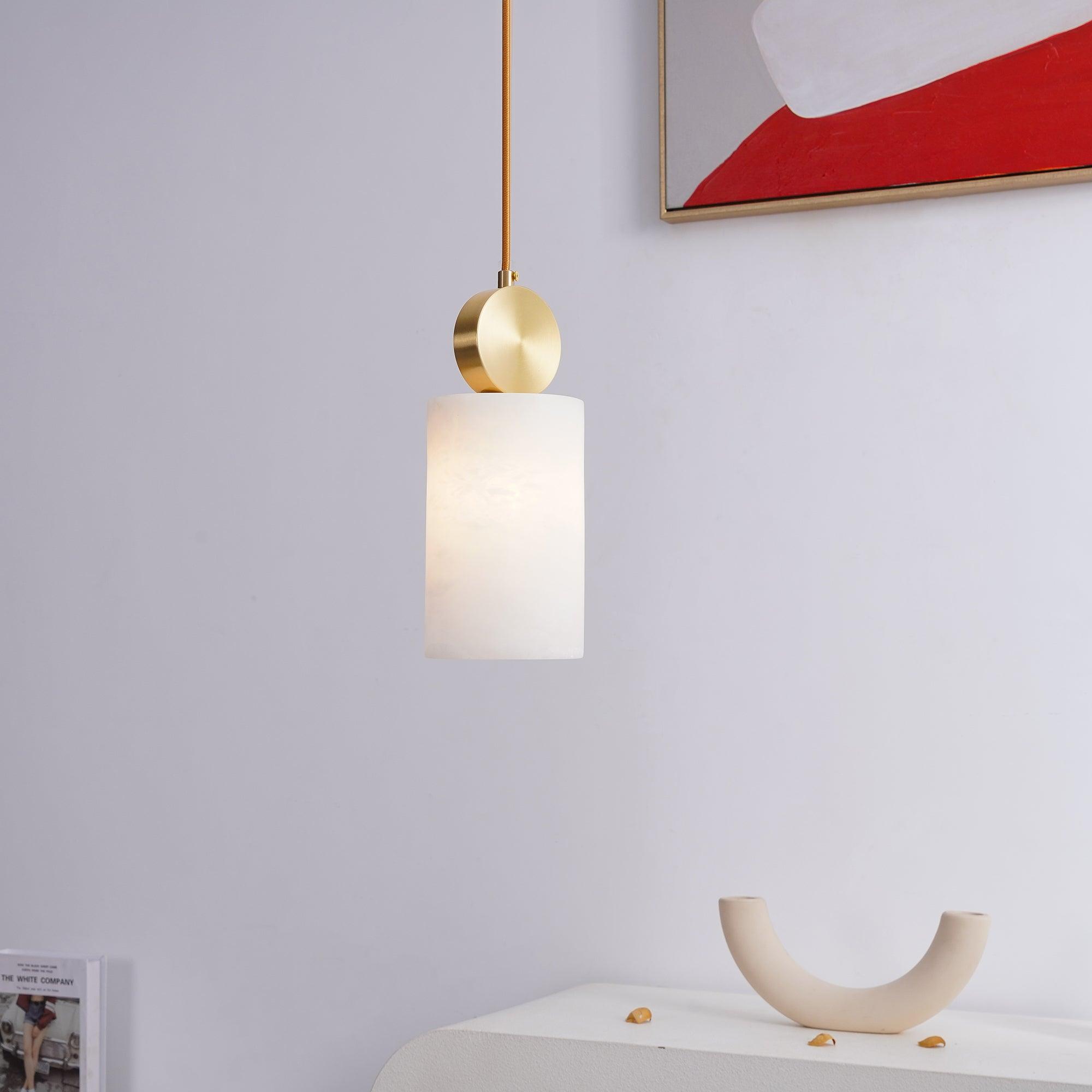 Lyrindis Cylinder Alabaster Pendant Light - Neutralighting