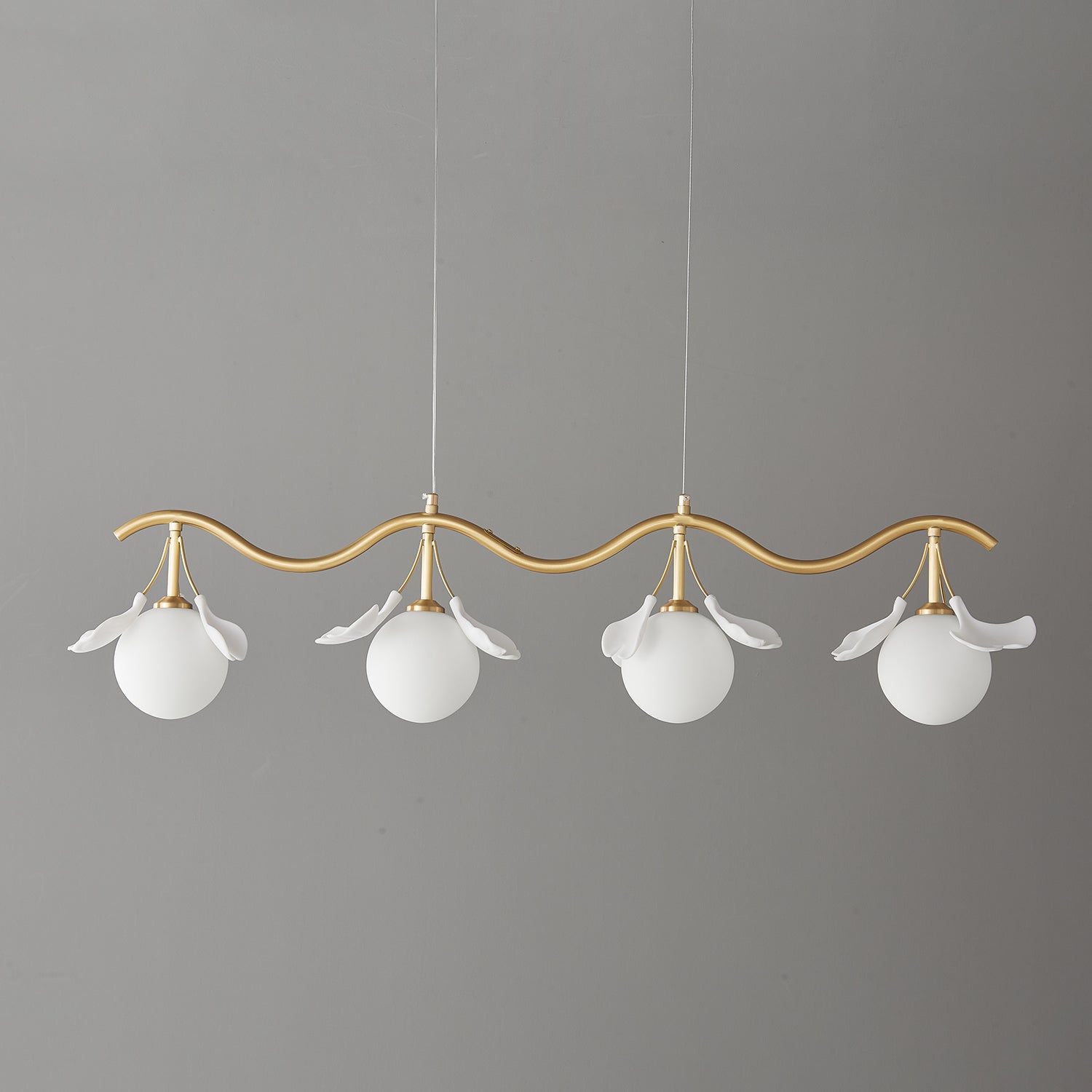 Olivia Keramik Gingko Blume Messing Kronleuchter-Letslighting