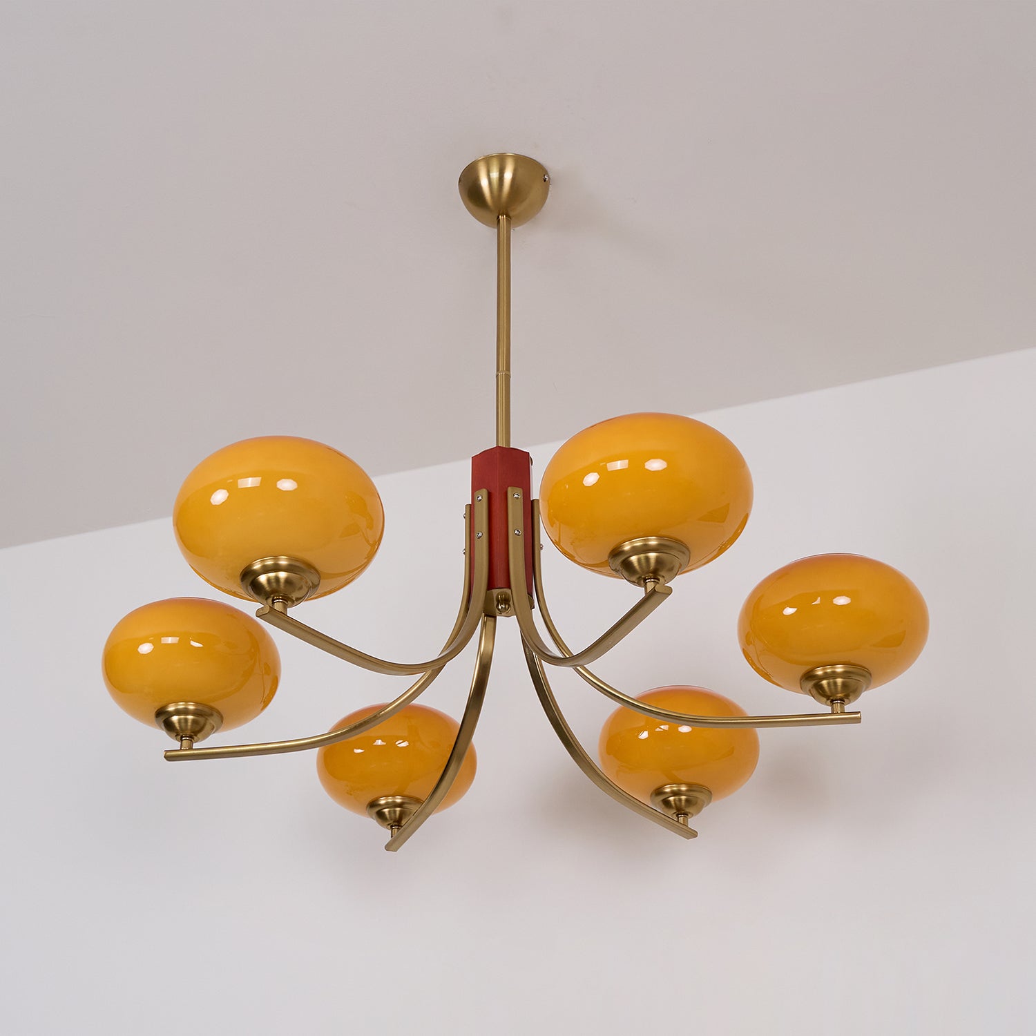 Auralyn 6-Light Amber Glass Globe Chandelier - Letslighting