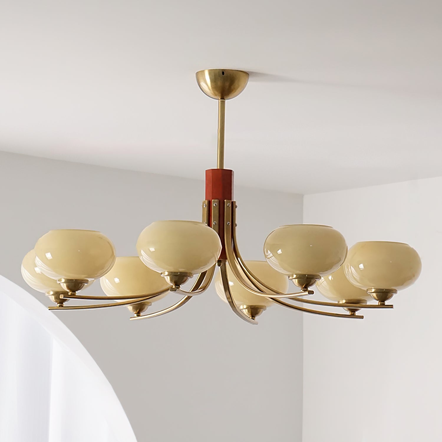 Auralyn 6-Light Amber Glass Globe Chandelier - Letslighting