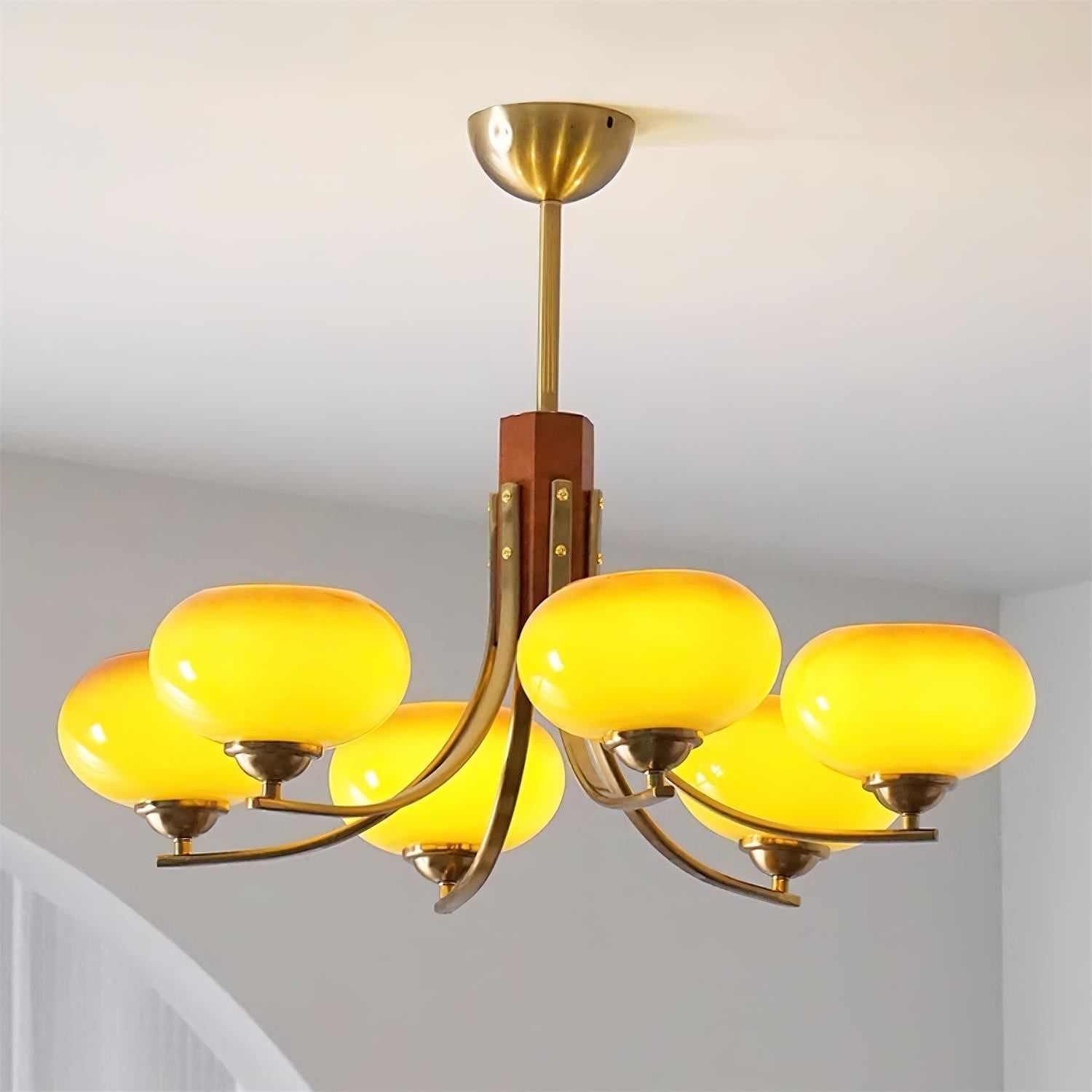 Auralyn 6-Light Amber Glass Globe Chandelier - Letslighting