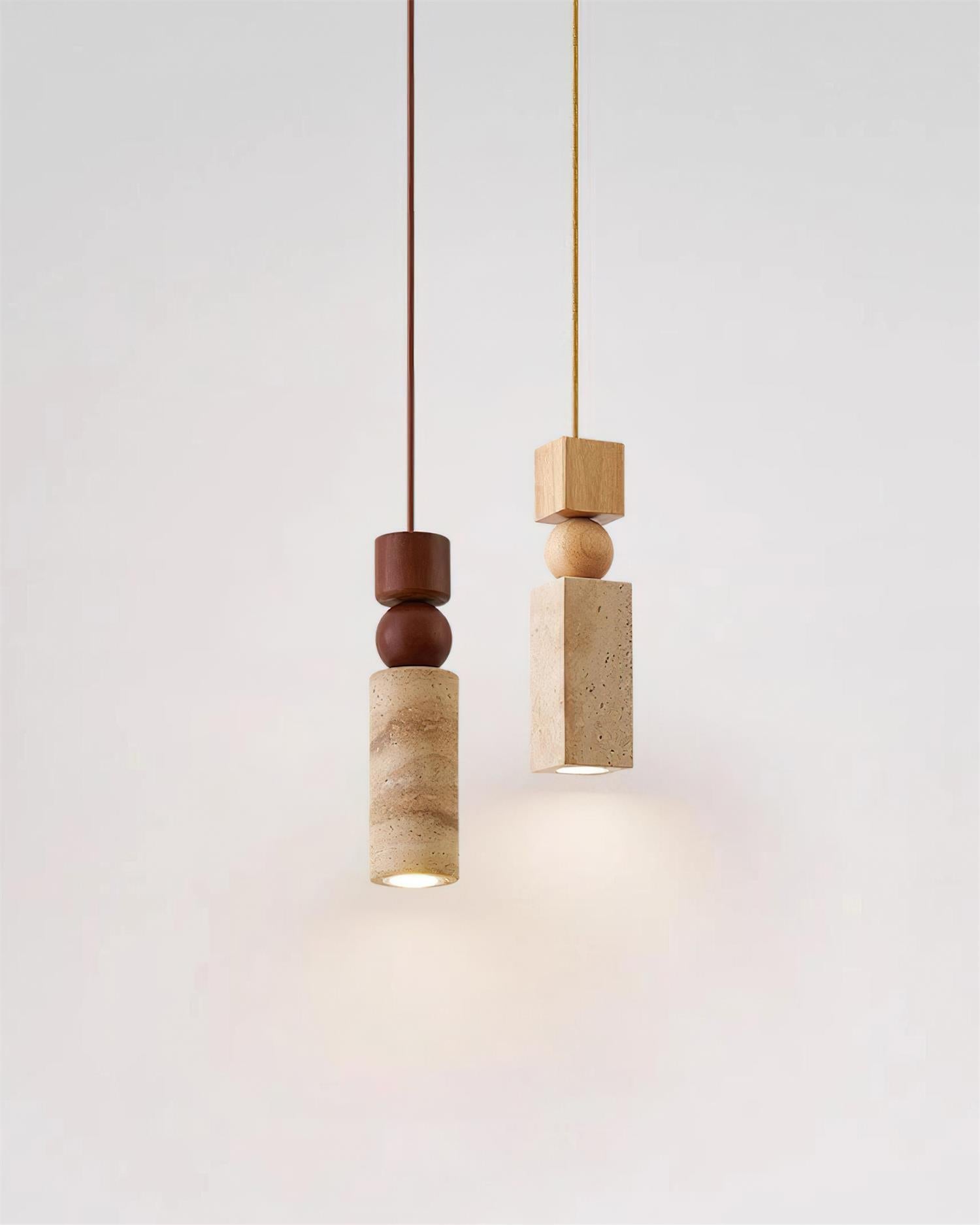 Pendant Light Geometric Wood Travertine Minimalist Nordic Hanging - Letslighting