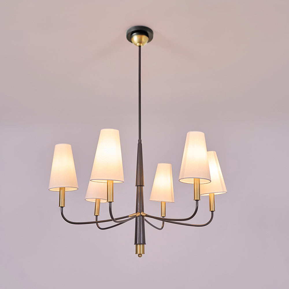 Lyshae Vintage Industrieller Messing-Stoff-Kronleuchter-Letslighting