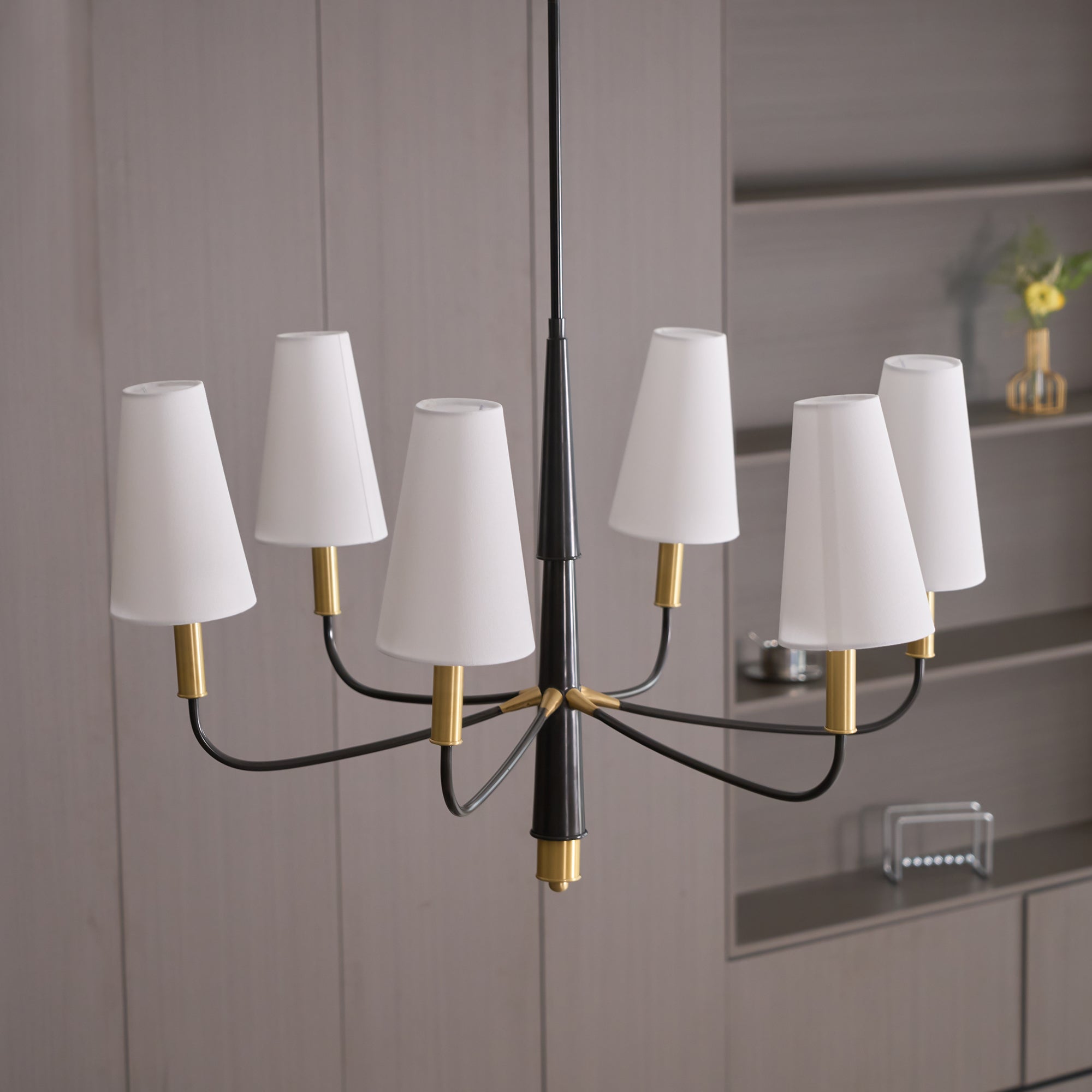 Lyshae Vintage Industrieller Messing-Stoff-Kronleuchter-Letslighting
