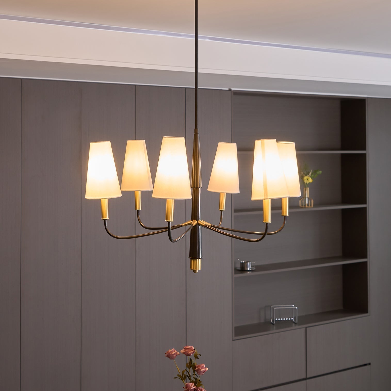 Lyshae Vintage Industrieller Messing-Stoff-Kronleuchter-Letslighting