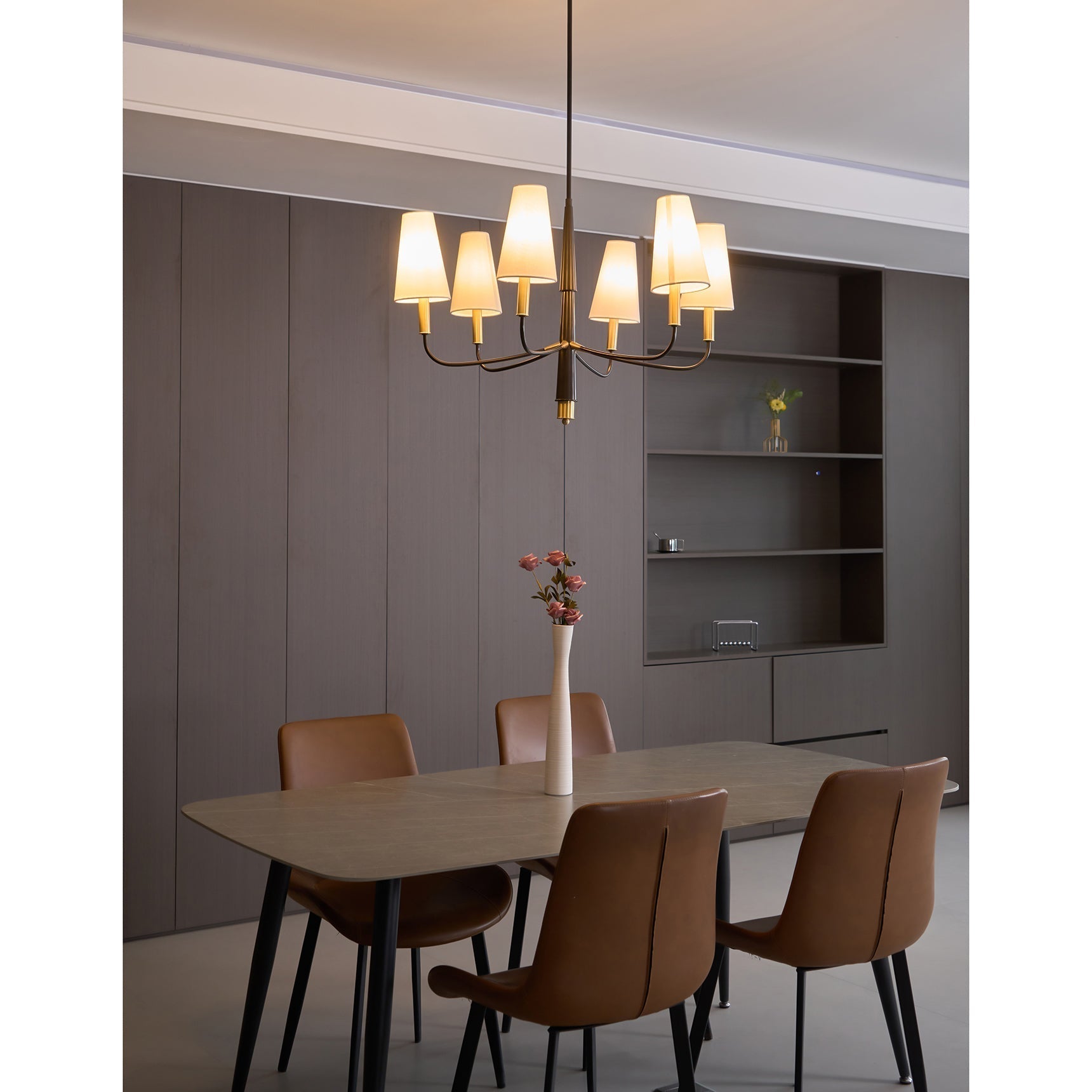 Lyshae Vintage Industrieller Messing-Stoff-Kronleuchter-Letslighting