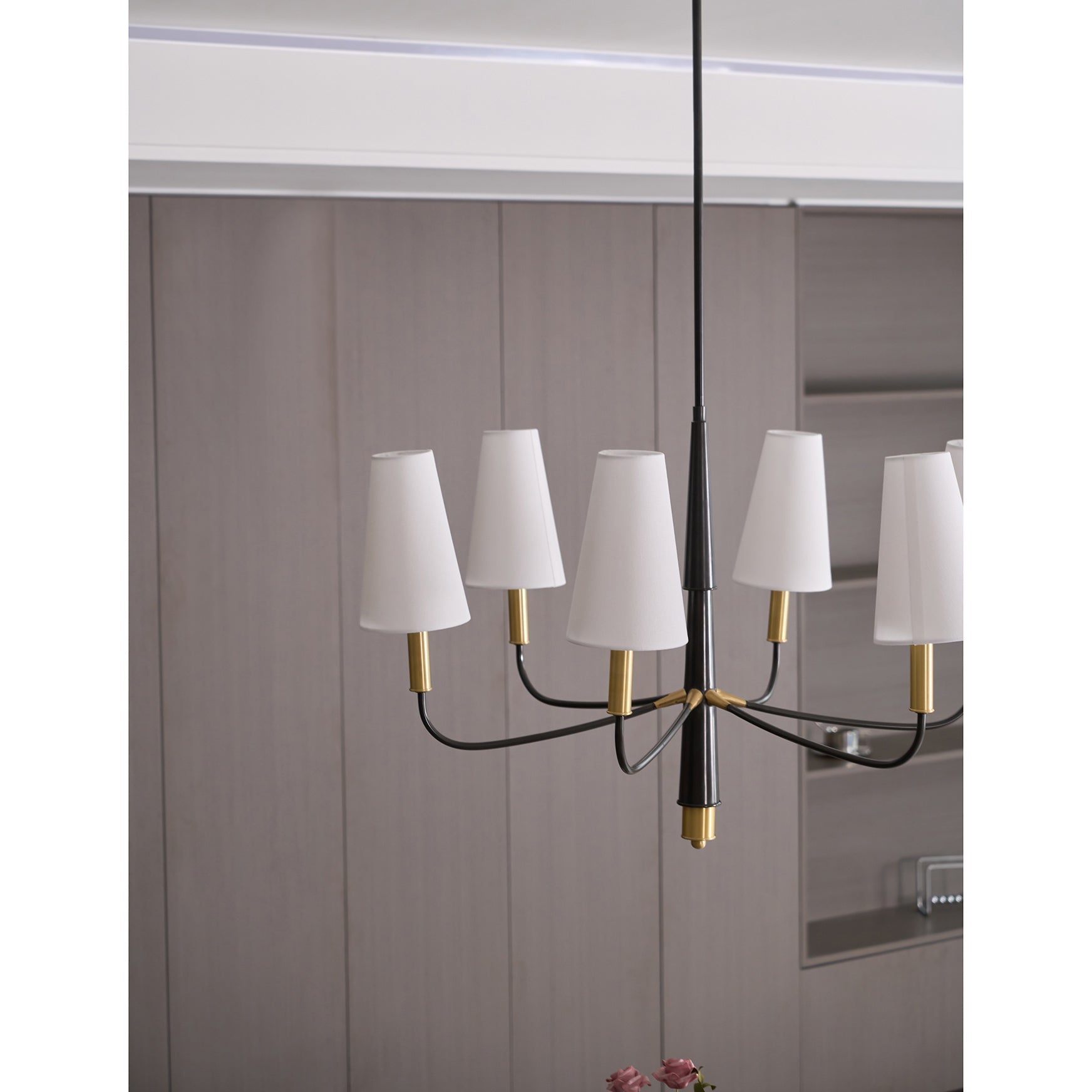 Lyshae Vintage Industrieller Messing-Stoff-Kronleuchter-Letslighting