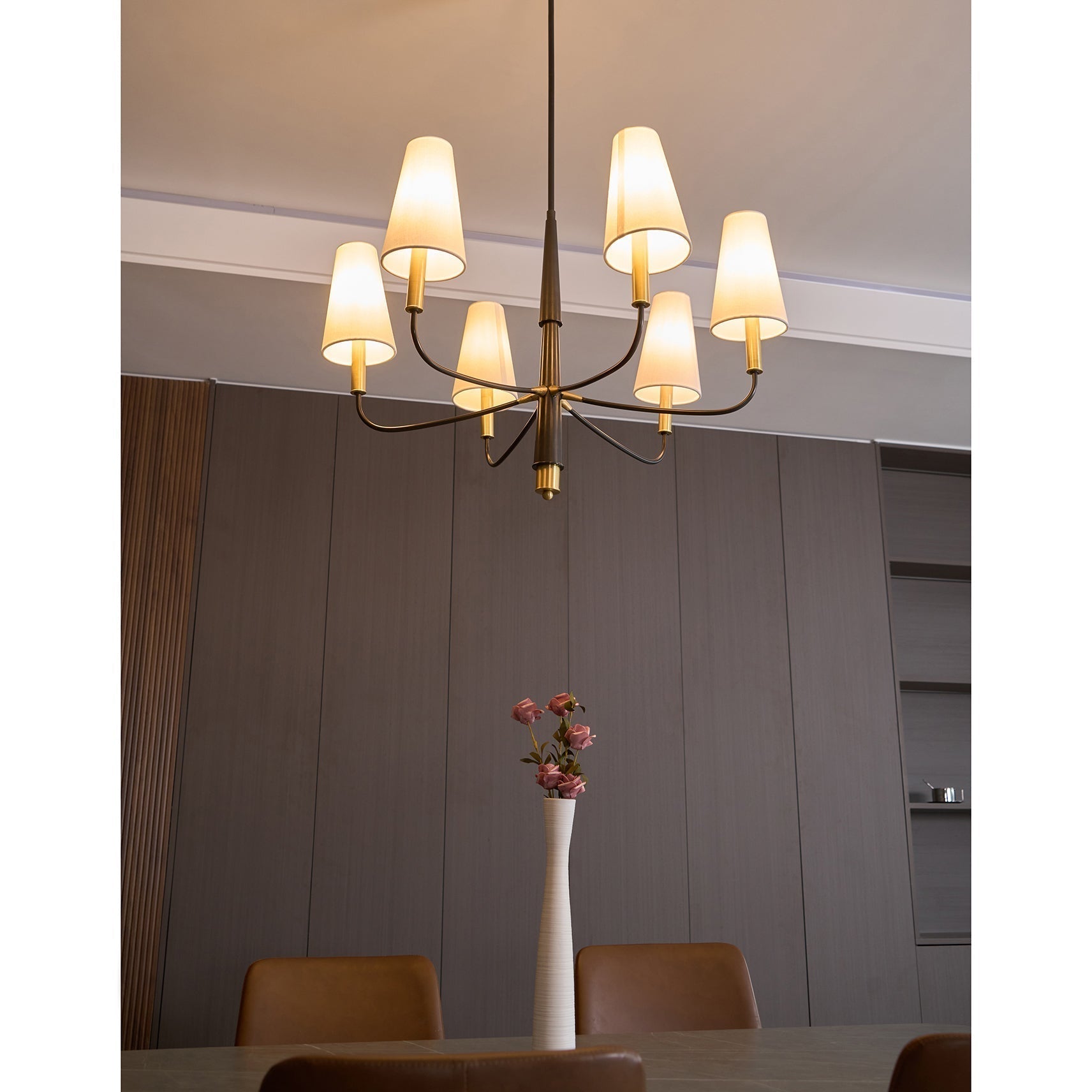 Lyshae Vintage Industrieller Messing-Stoff-Kronleuchter-Letslighting