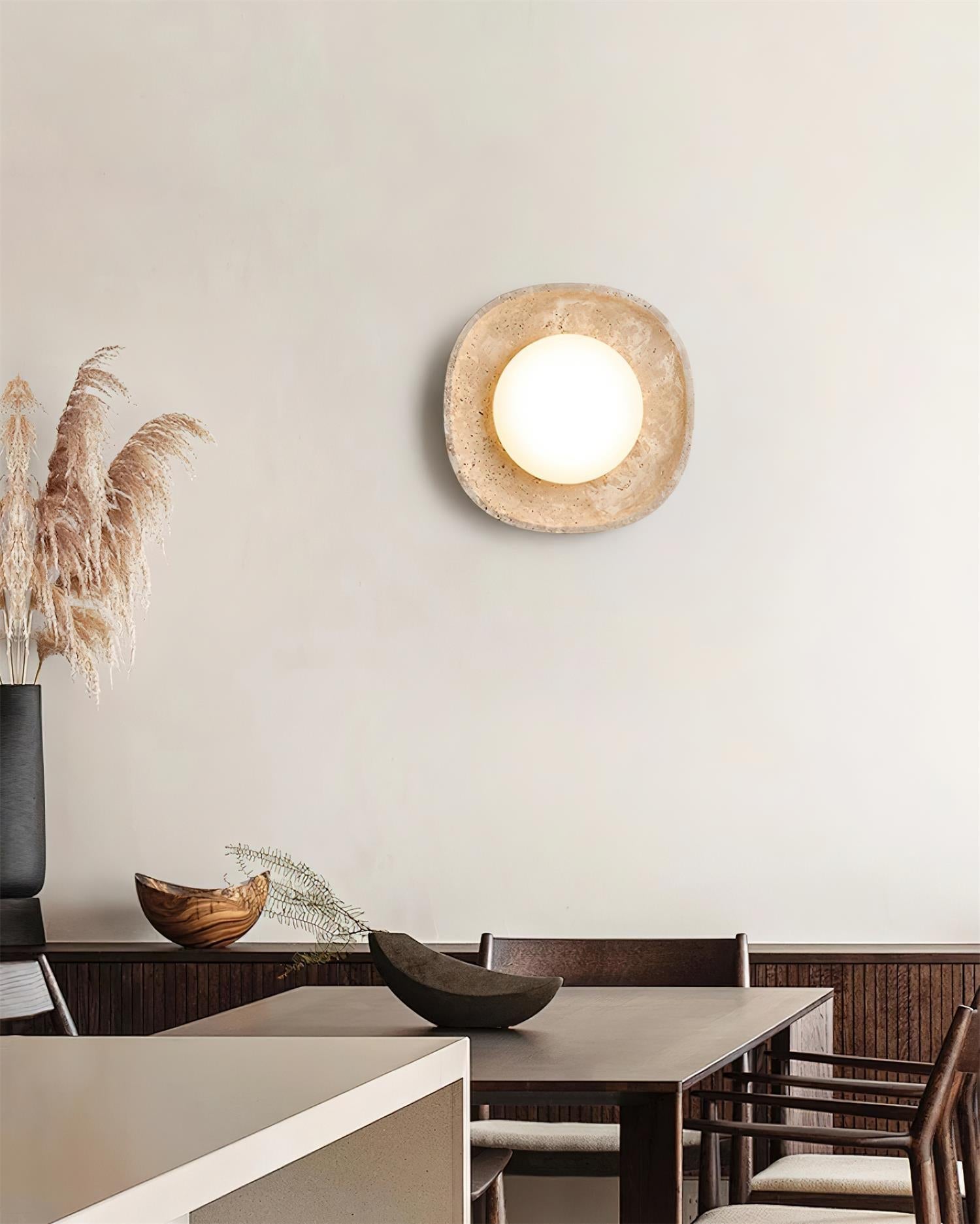 Ritta Wall Lamp Travertine Globe - Letslighting