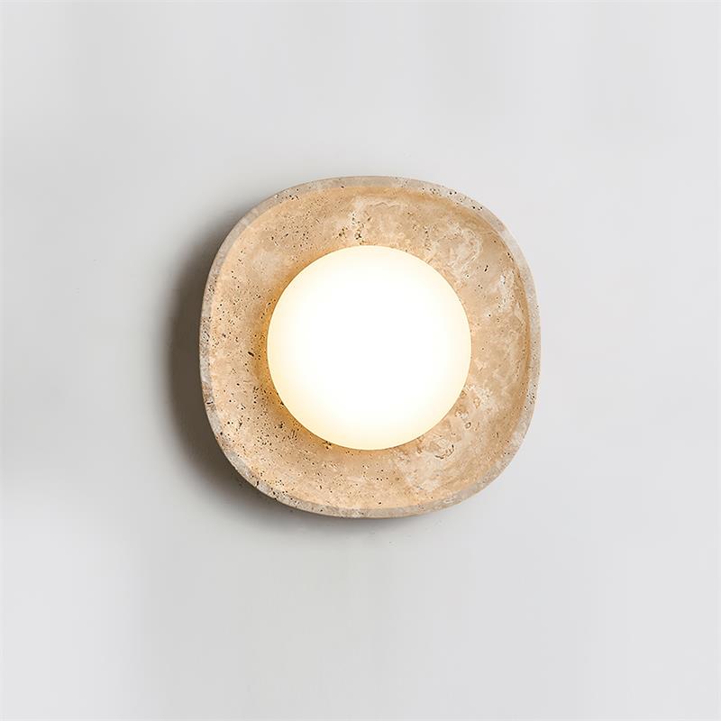Ritta Wall Lamp Travertine Globe - Letslighting