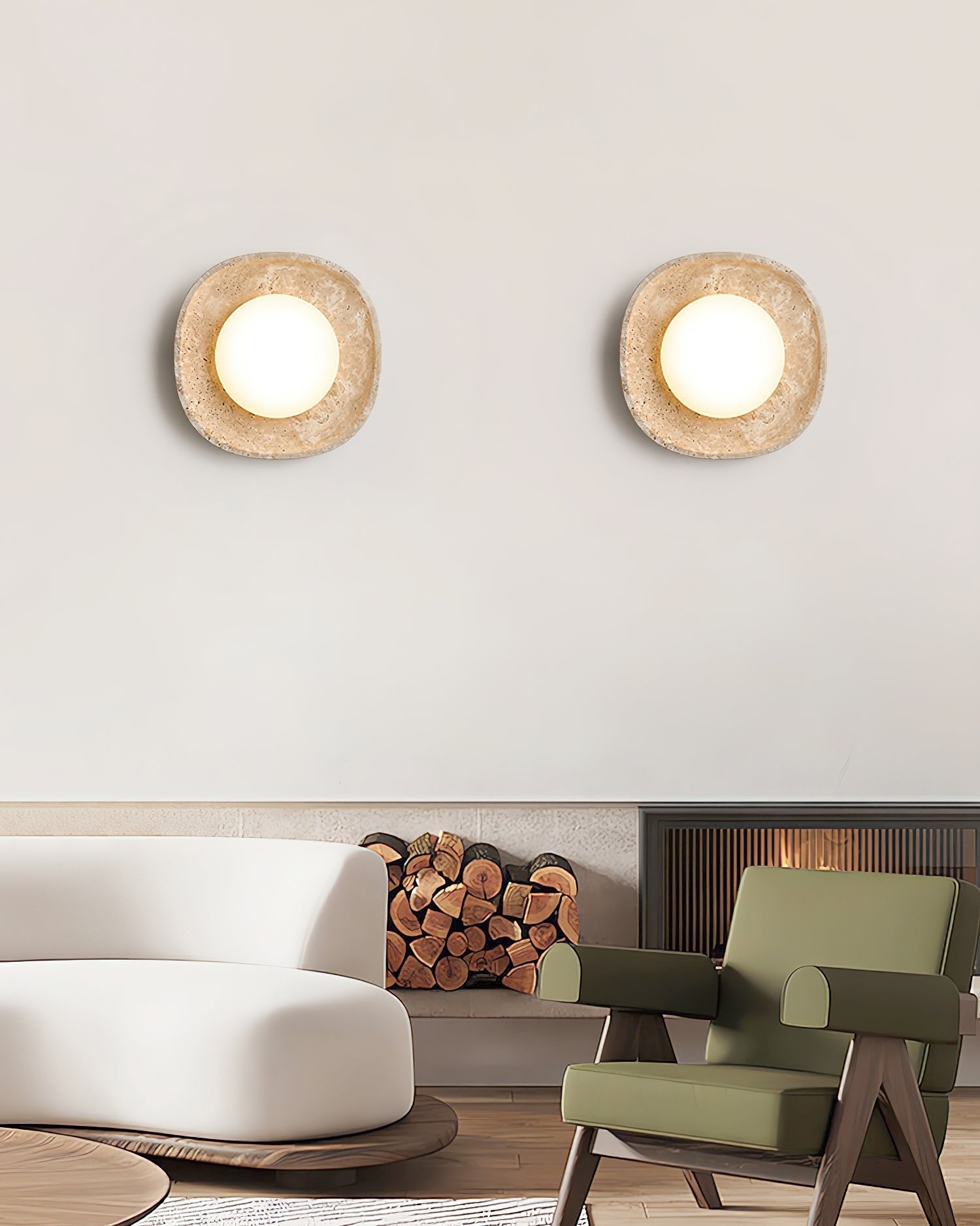 Ritta Wall Lamp Travertine Globe - Letslighting