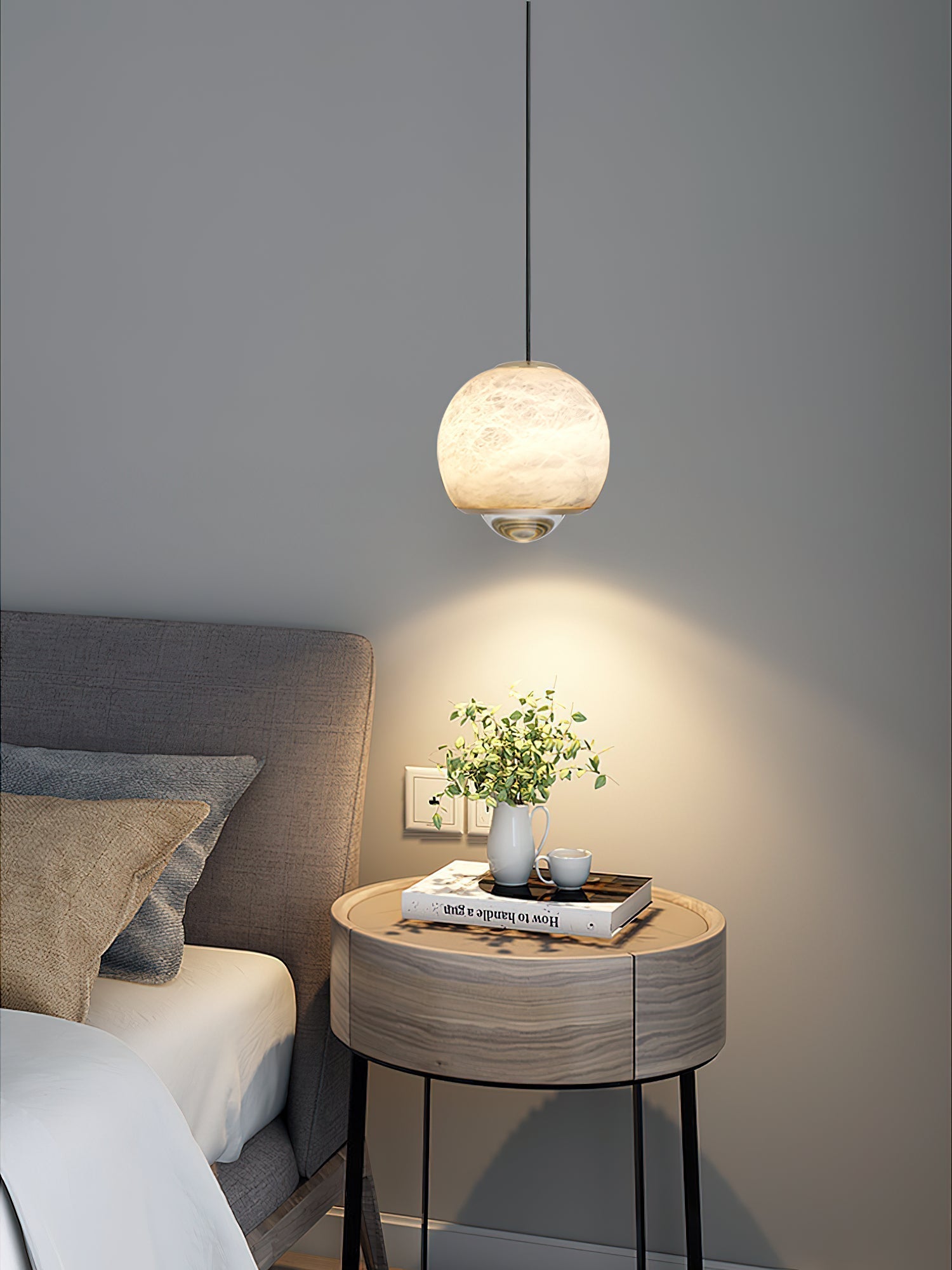 Zephaan Modern Minimalist Brass Alabaster Pendant Light - Letslighting