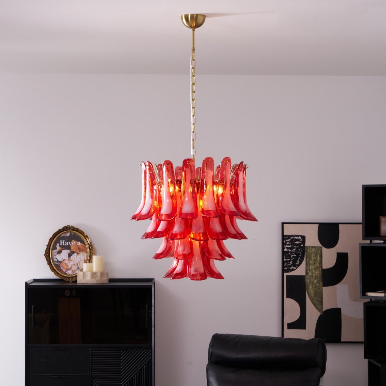 Aurora Chandelier Red Petal Glass Layered Artistic - Neutralighting