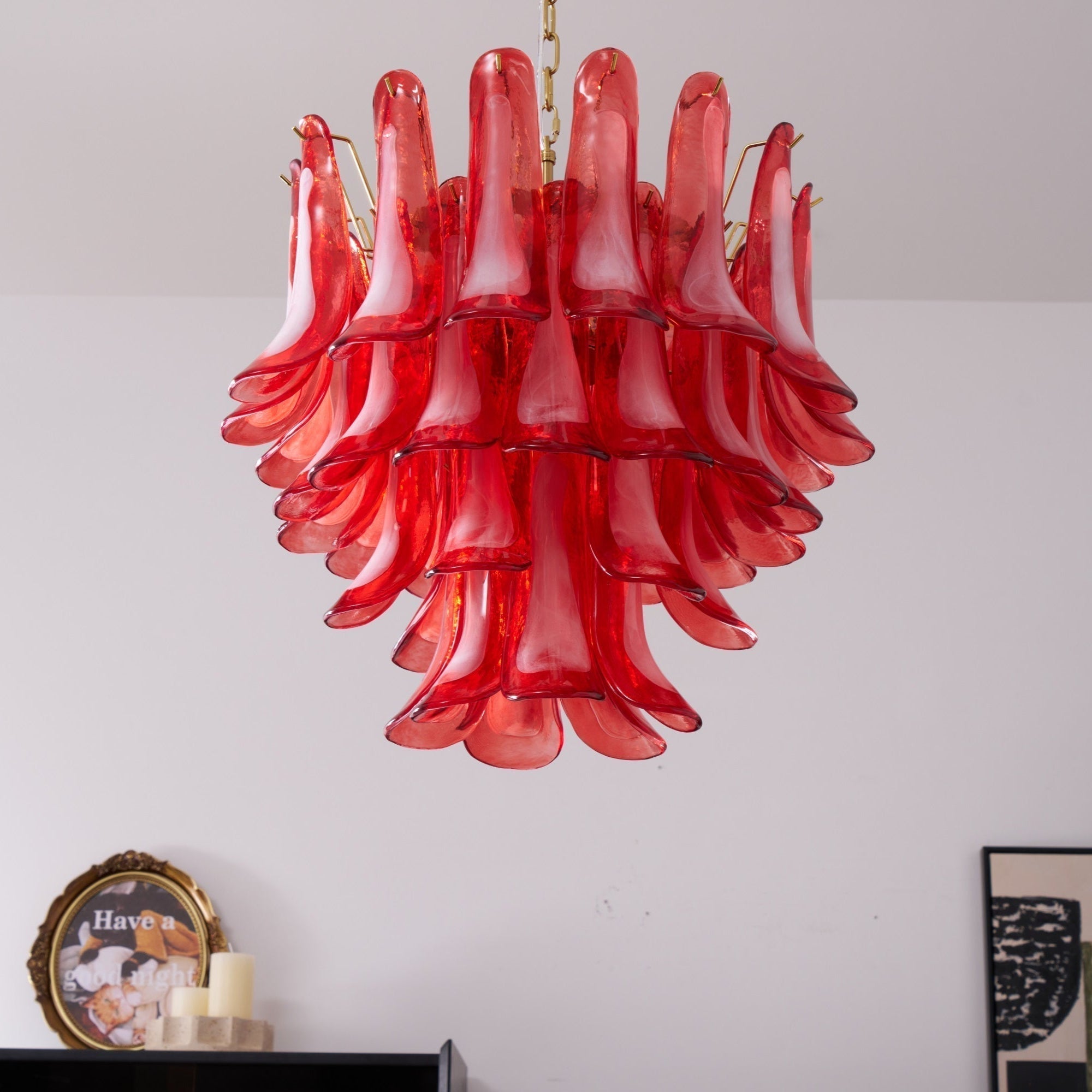 Aurora Chandelier Red Petal Glass Layered Artistic - Neutralighting