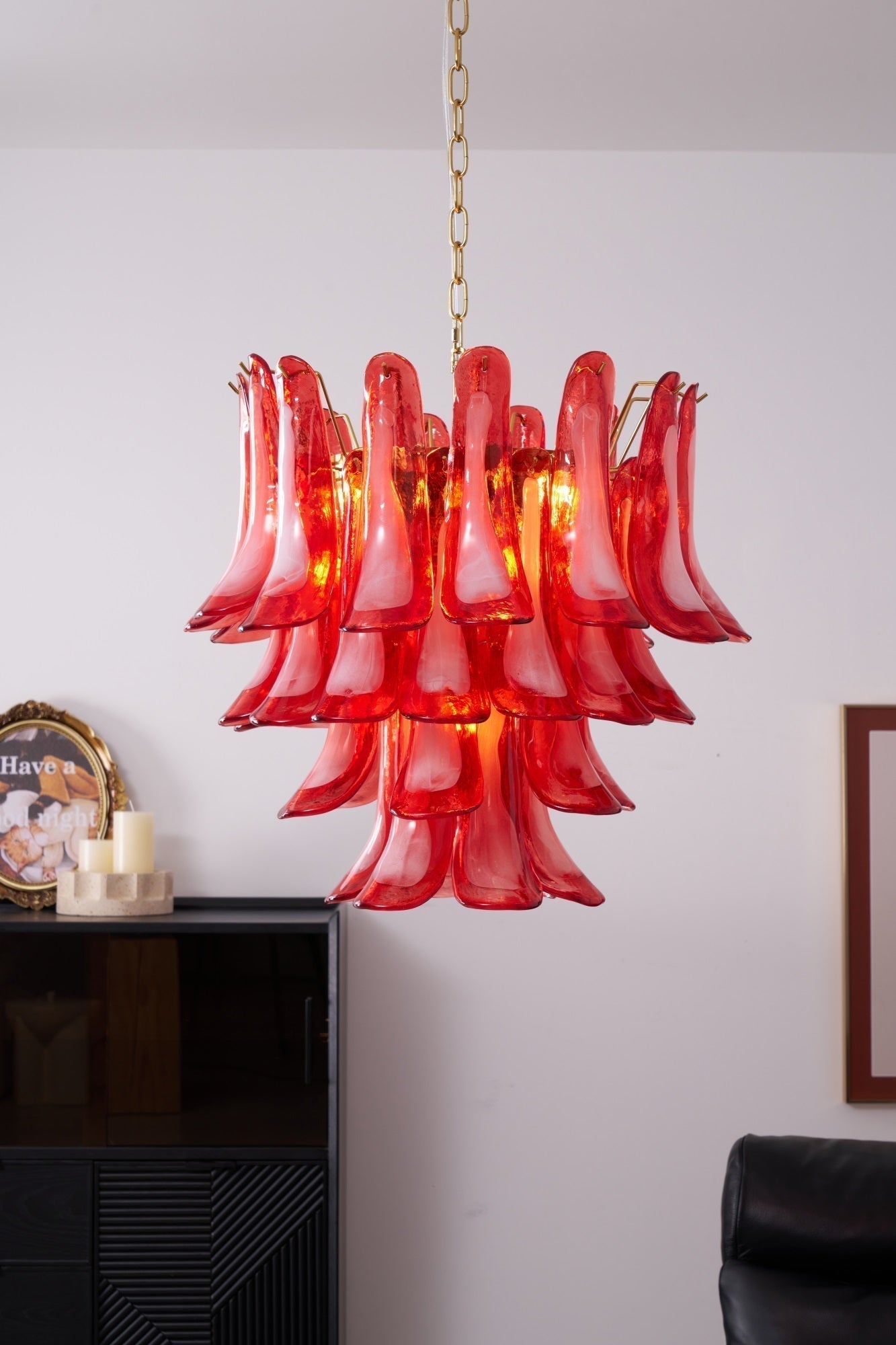 Aurora Chandelier Red Petal Glass Layered Artistic - Neutralighting