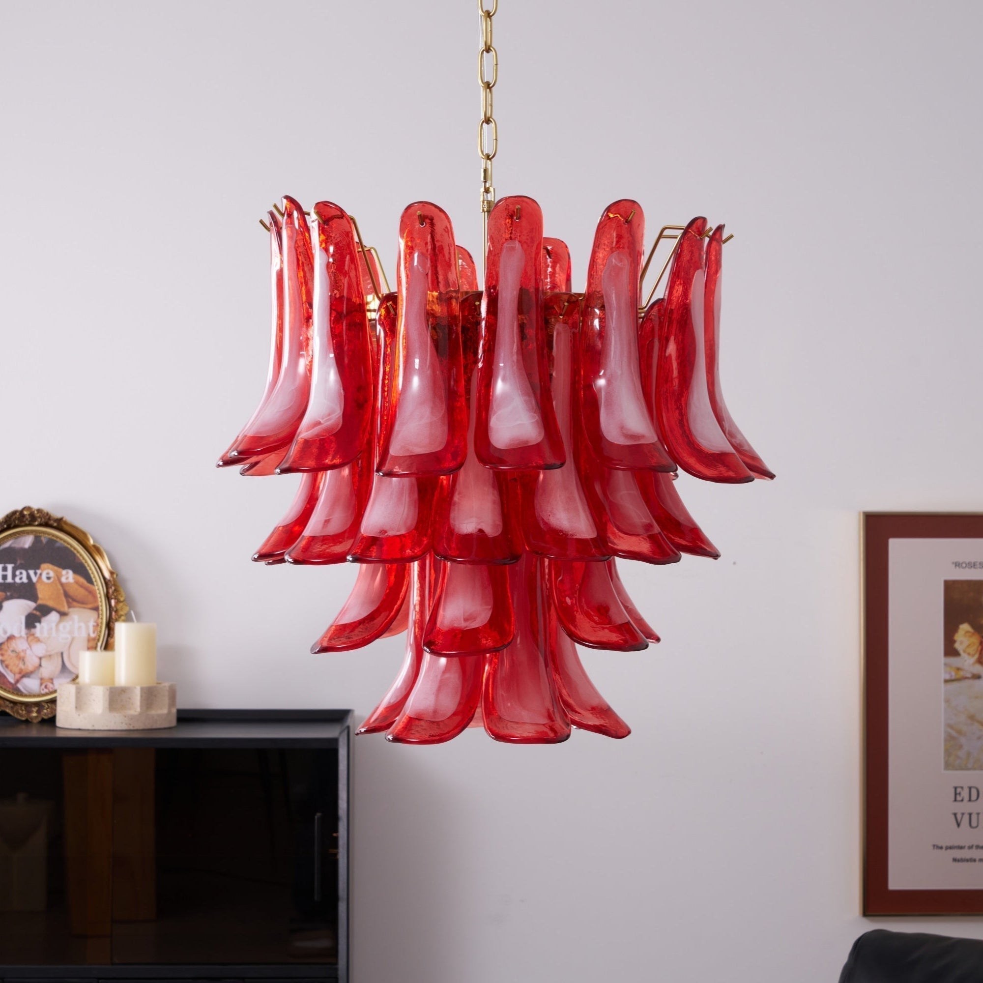 Aurora Chandelier Red Petal Glass Layered Artistic - Neutralighting