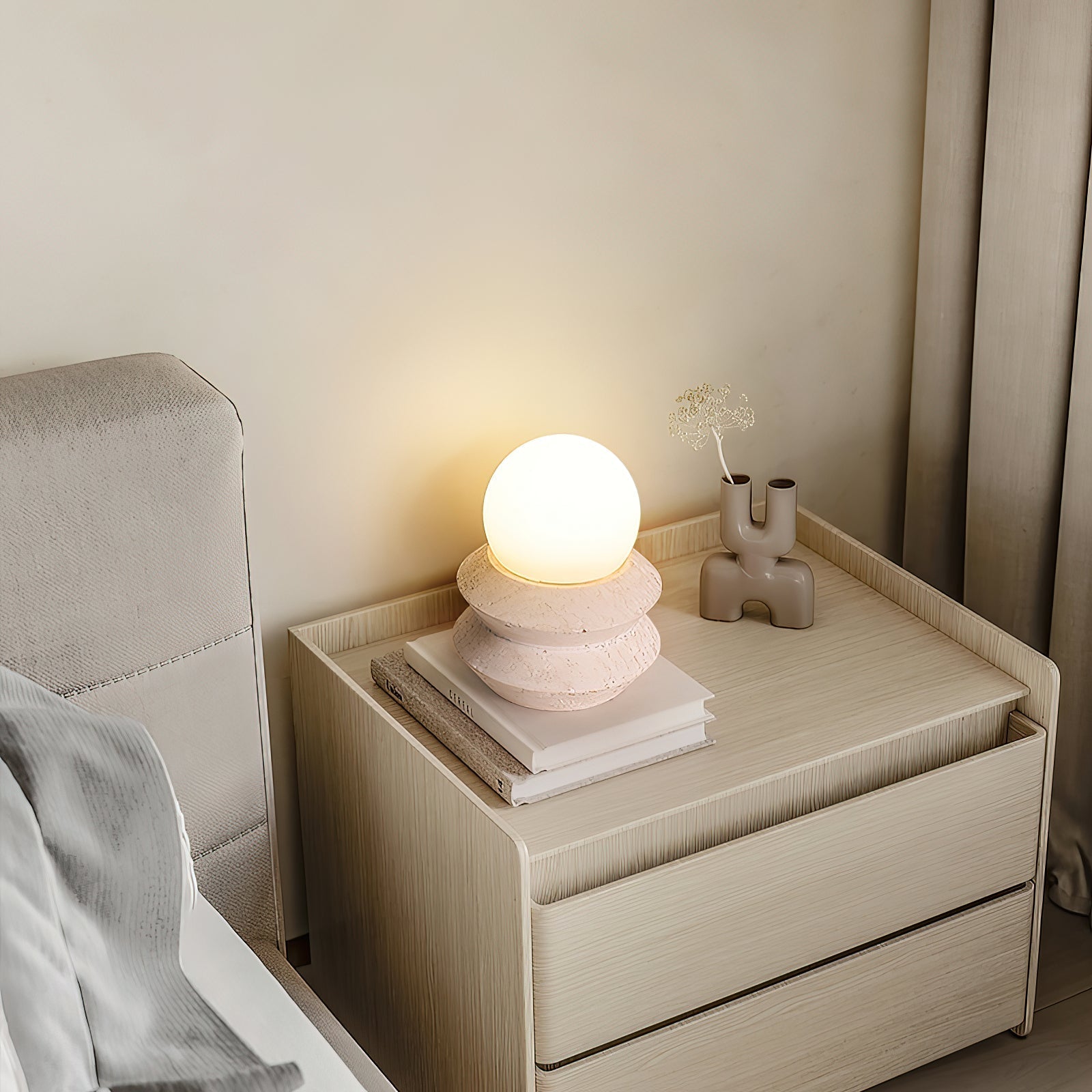 Fin Travertine Table Lamp (Built-in Battery) - Letslighting