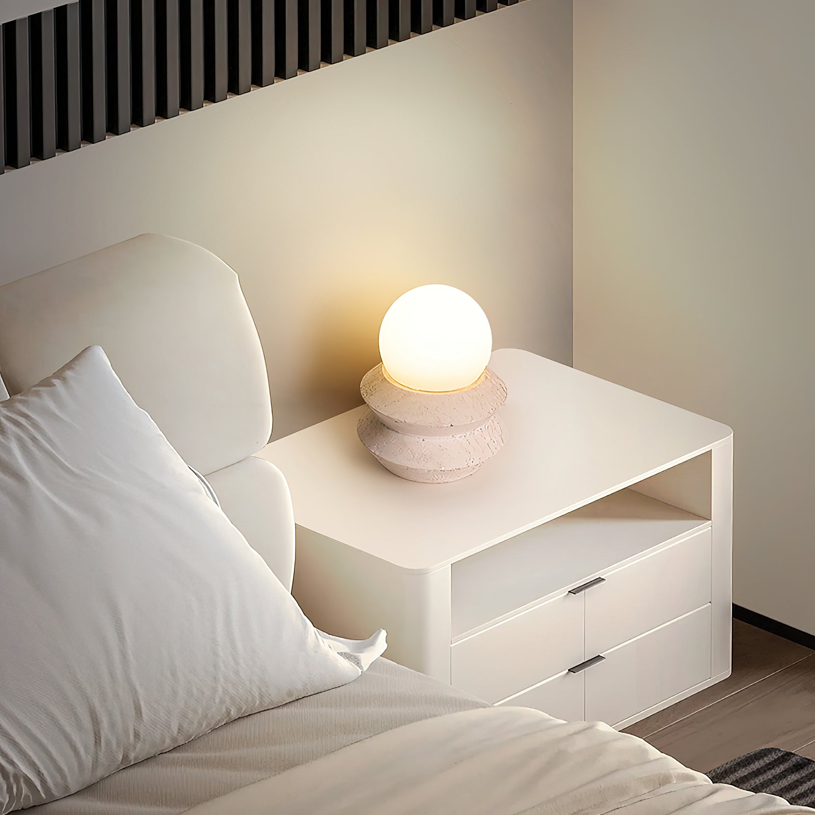 Fin Travertine Table Lamp (Built-in Battery) - Letslighting
