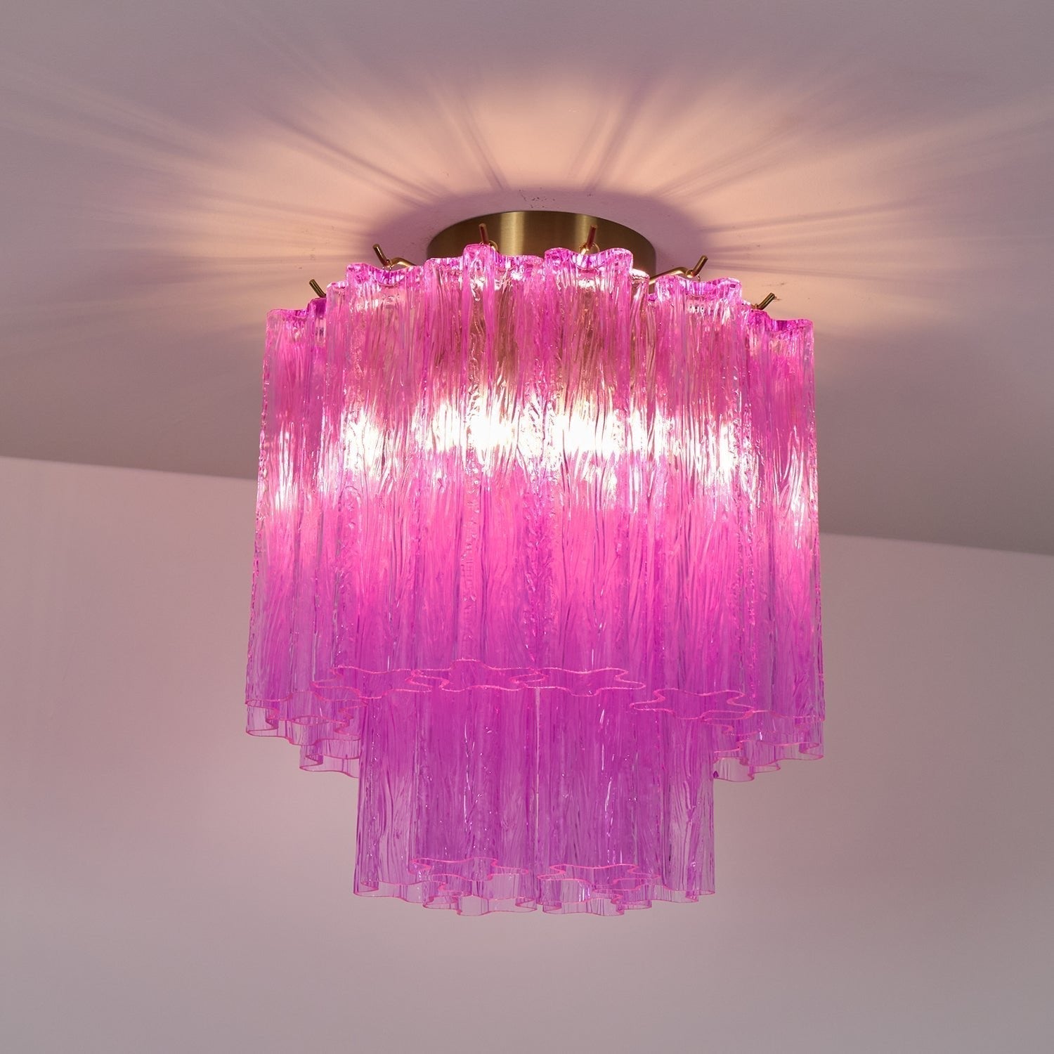 Aurora Ceiling Lamp Purple Murano Glass Tiered Flush Mount - Neutralighting