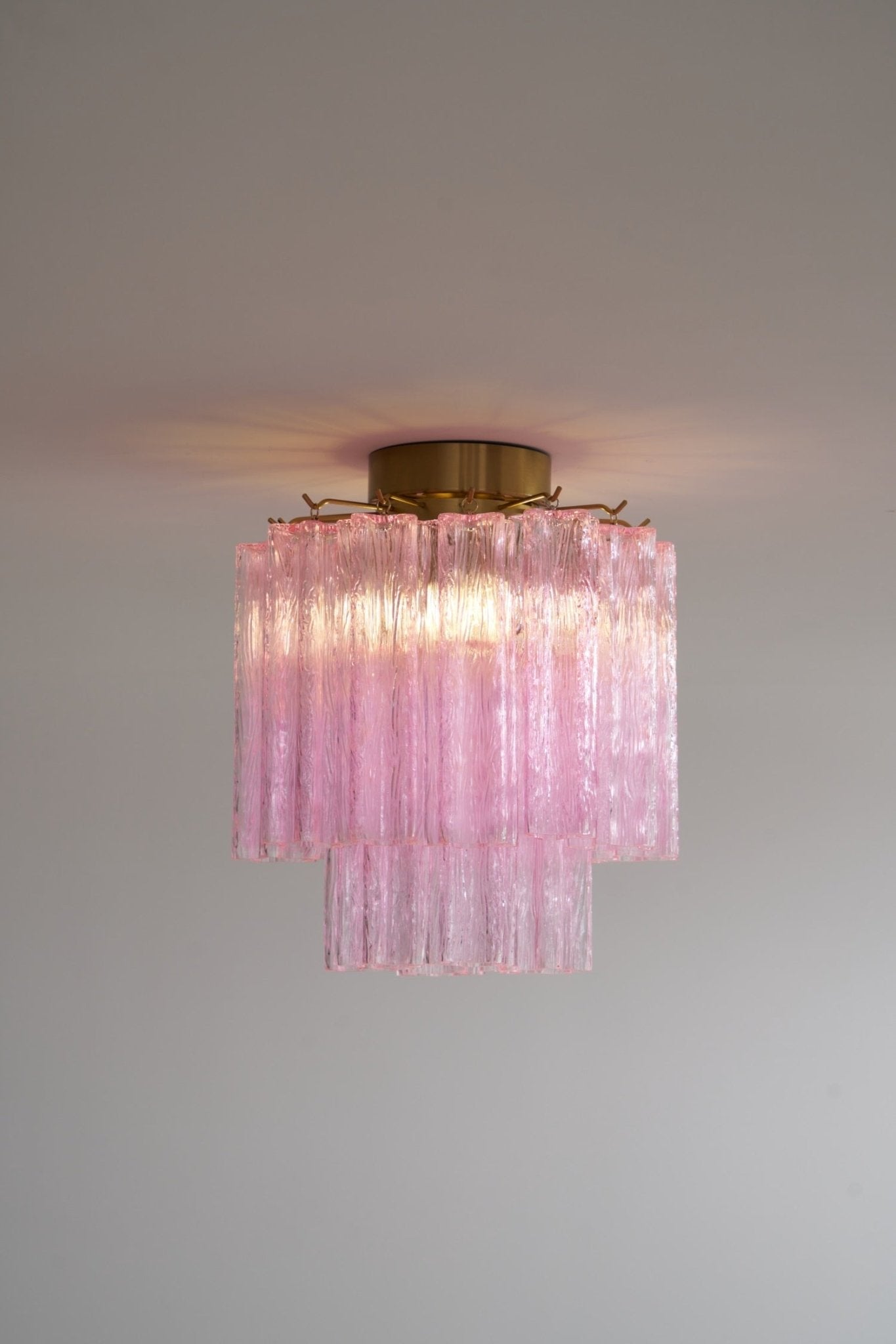 Aurora Ceiling Lamp Pink Murano Glass Tiered Modern Flush - Neutralighting
