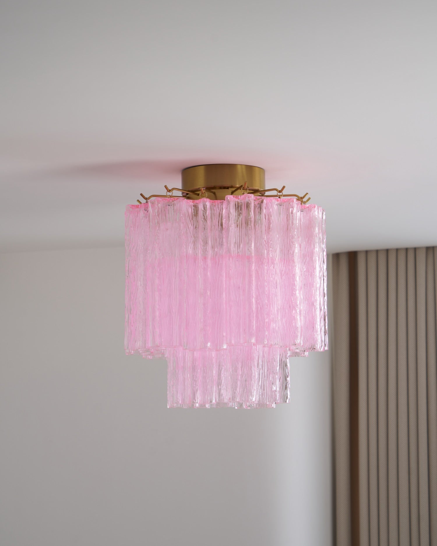 Aurora Ceiling Lamp Pink Murano Glass Tiered Modern Flush - Neutralighting