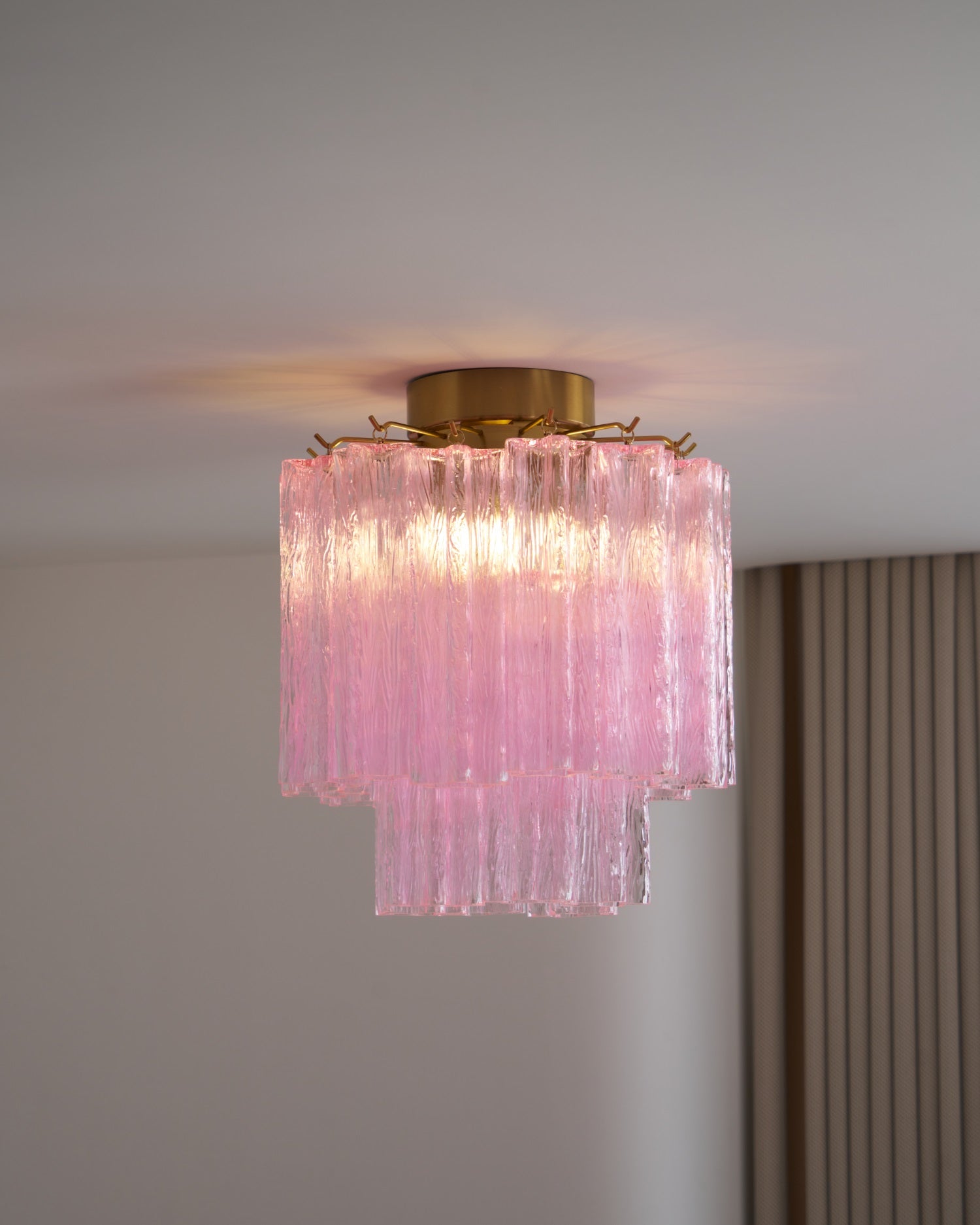 Aurora Ceiling Lamp Pink Murano Glass Tiered Modern Flush - Neutralighting
