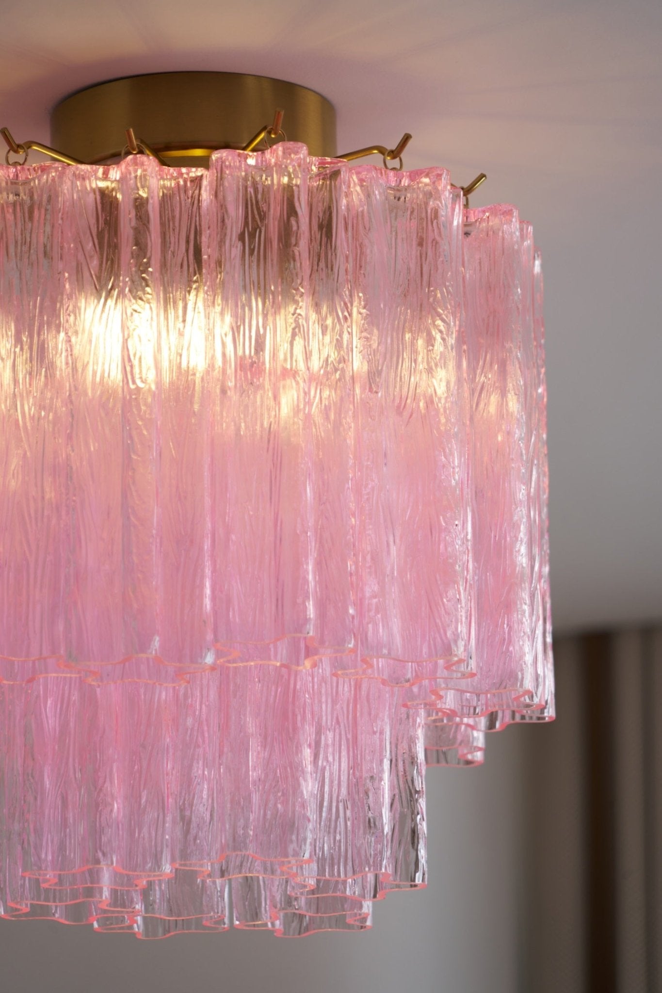 Aurora Ceiling Lamp Pink Murano Glass Tiered Modern Flush - Neutralighting