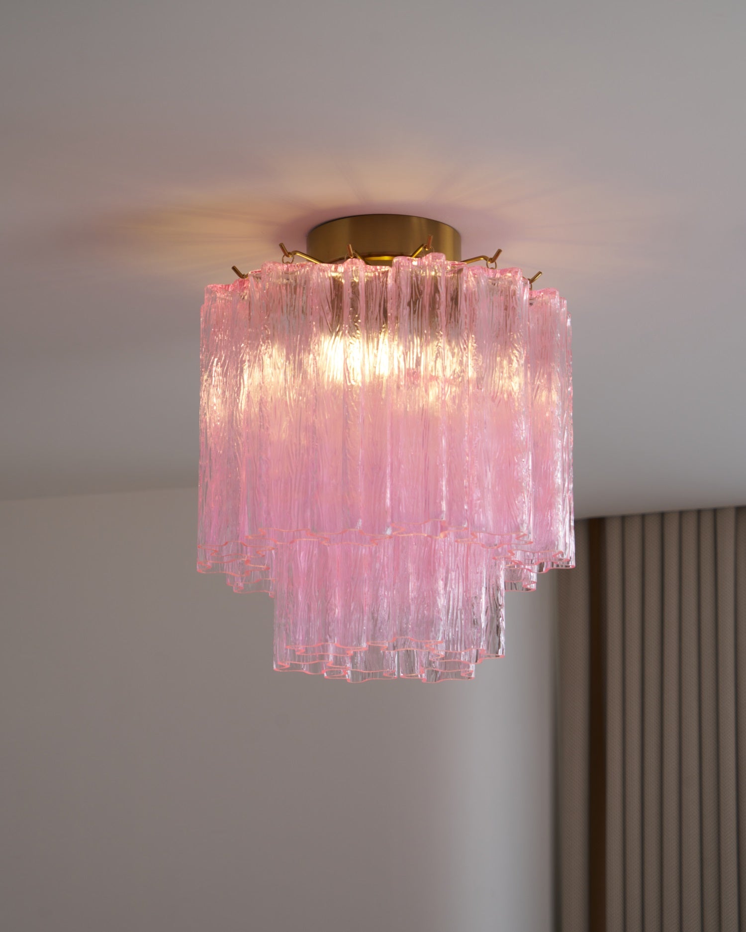 Aurora Ceiling Lamp Pink Murano Glass Tiered Modern Flush - Neutralighting