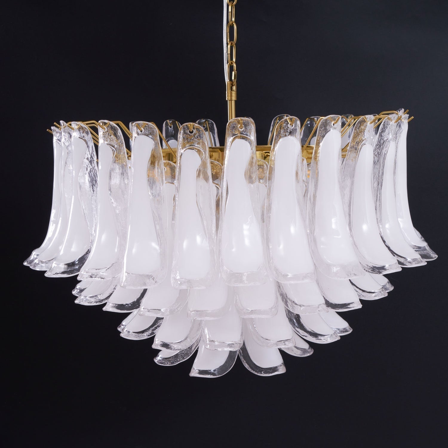 Aurora Chandelier Pink Glass Leaf Layered Floral Glamour - Neutralighting