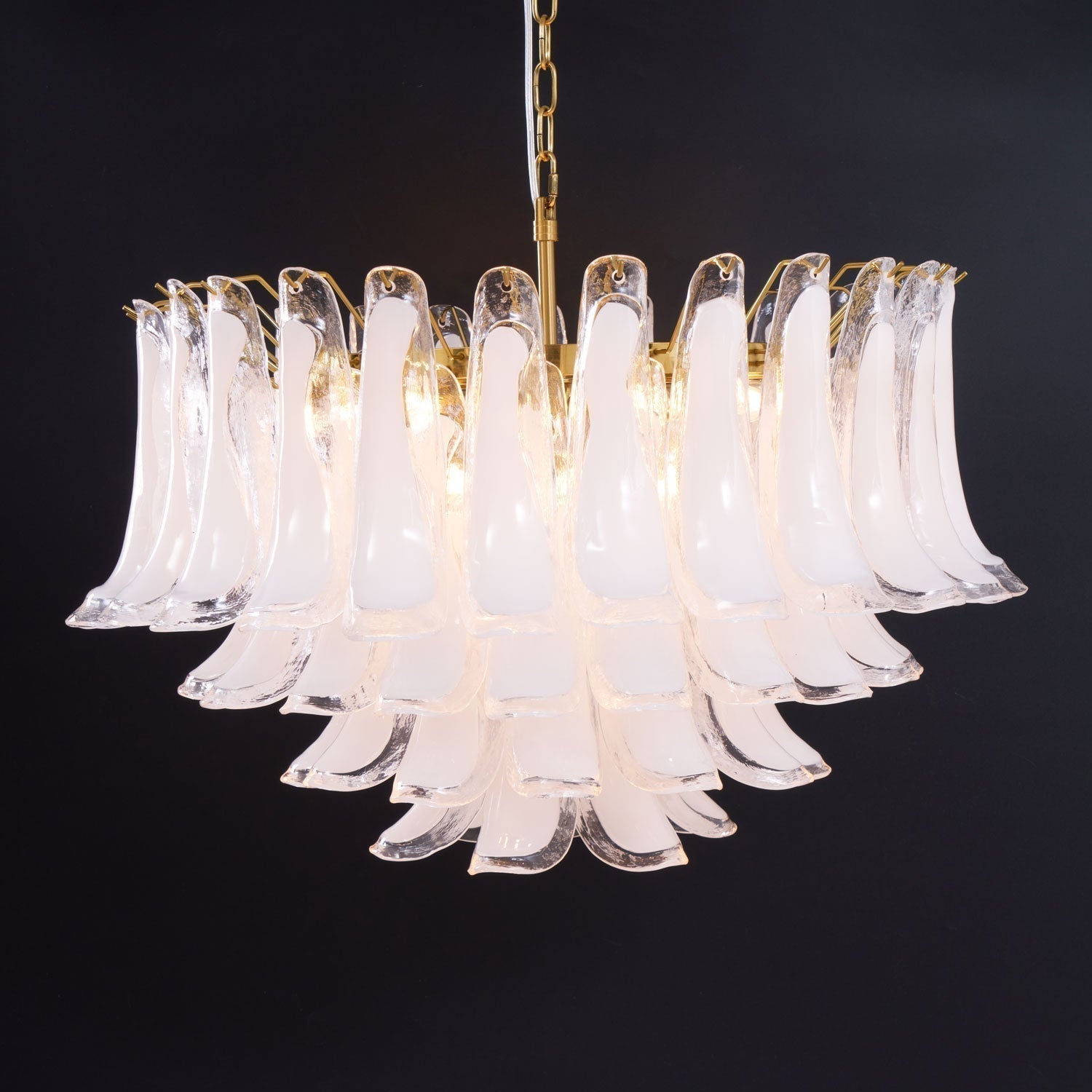 Aurora Chandelier Pink Glass Leaf Layered Floral Glamour - Neutralighting
