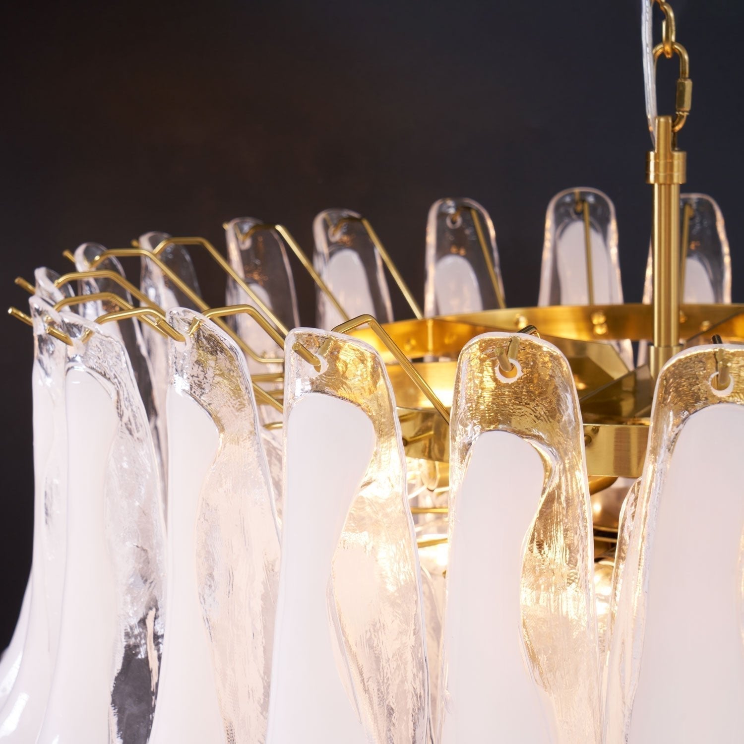 Aurora Chandelier Pink Glass Leaf Layered Floral Glamour - Neutralighting