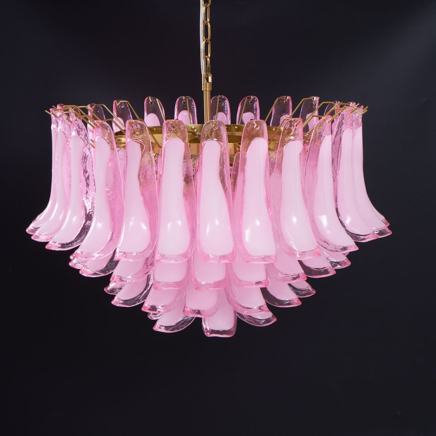 Aurora Chandelier Pink Glass Leaf Layered Floral Glamour - Neutralighting