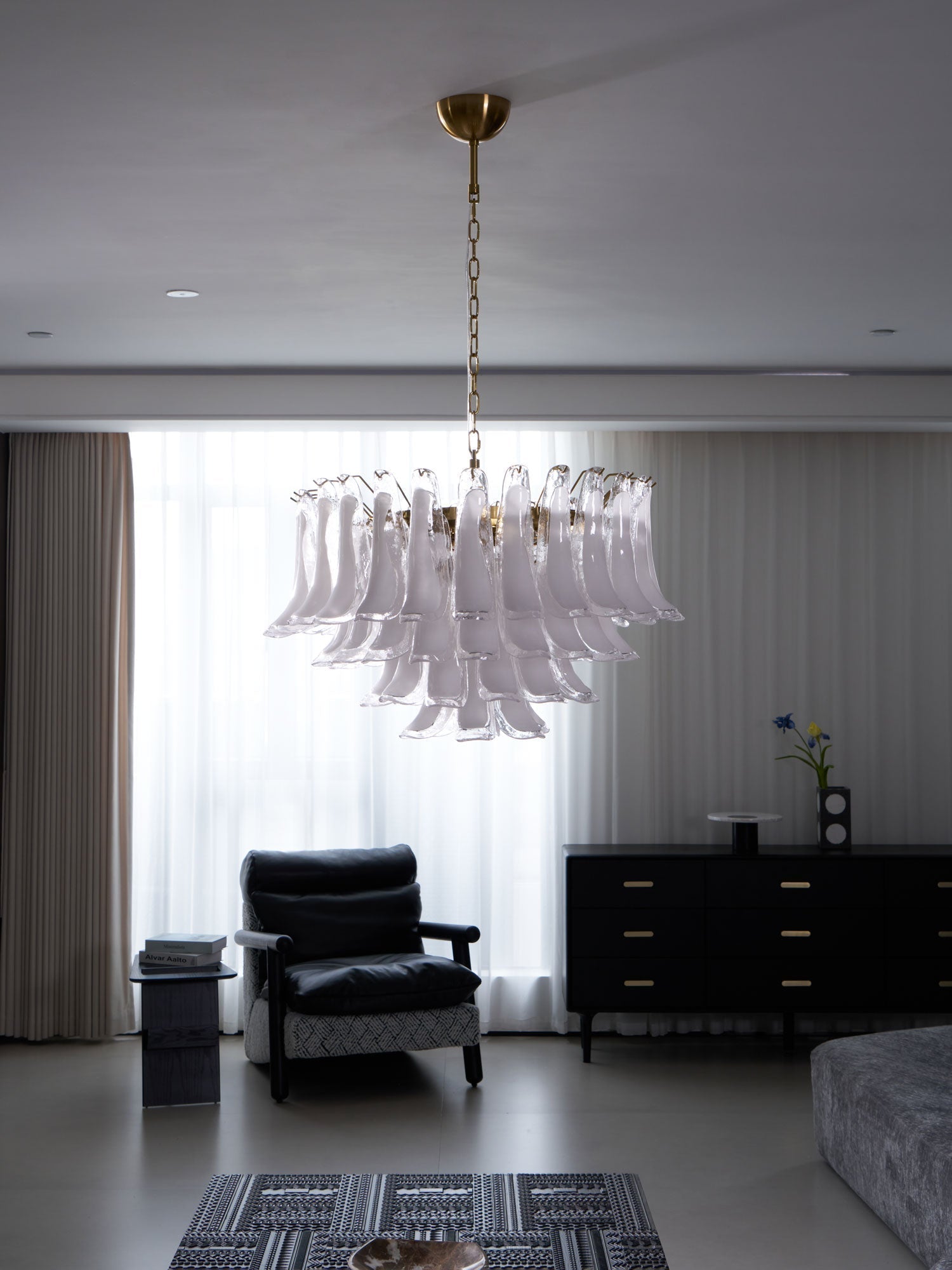 Aurora Chandelier Pink Glass Leaf Layered Floral Glamour - Neutralighting