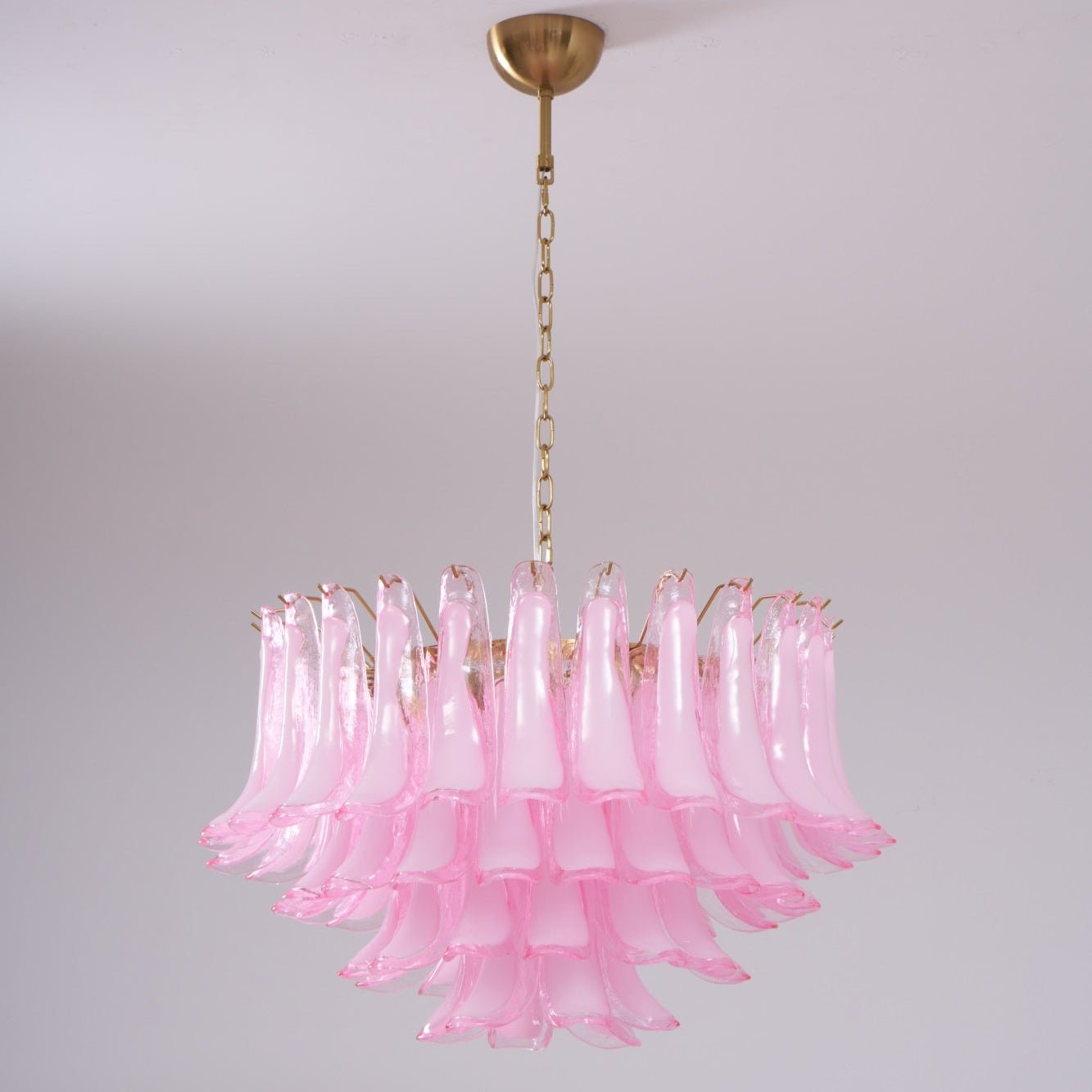 Aurora Chandelier Pink Glass Leaf Layered Floral Glamour - Neutralighting