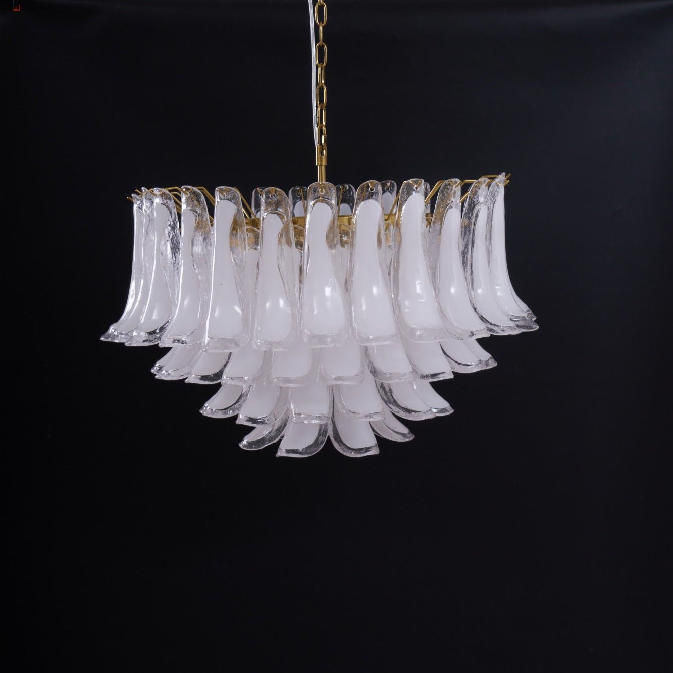 Aurora Chandelier Pink Glass Leaf Layered Floral Glamour - Neutralighting