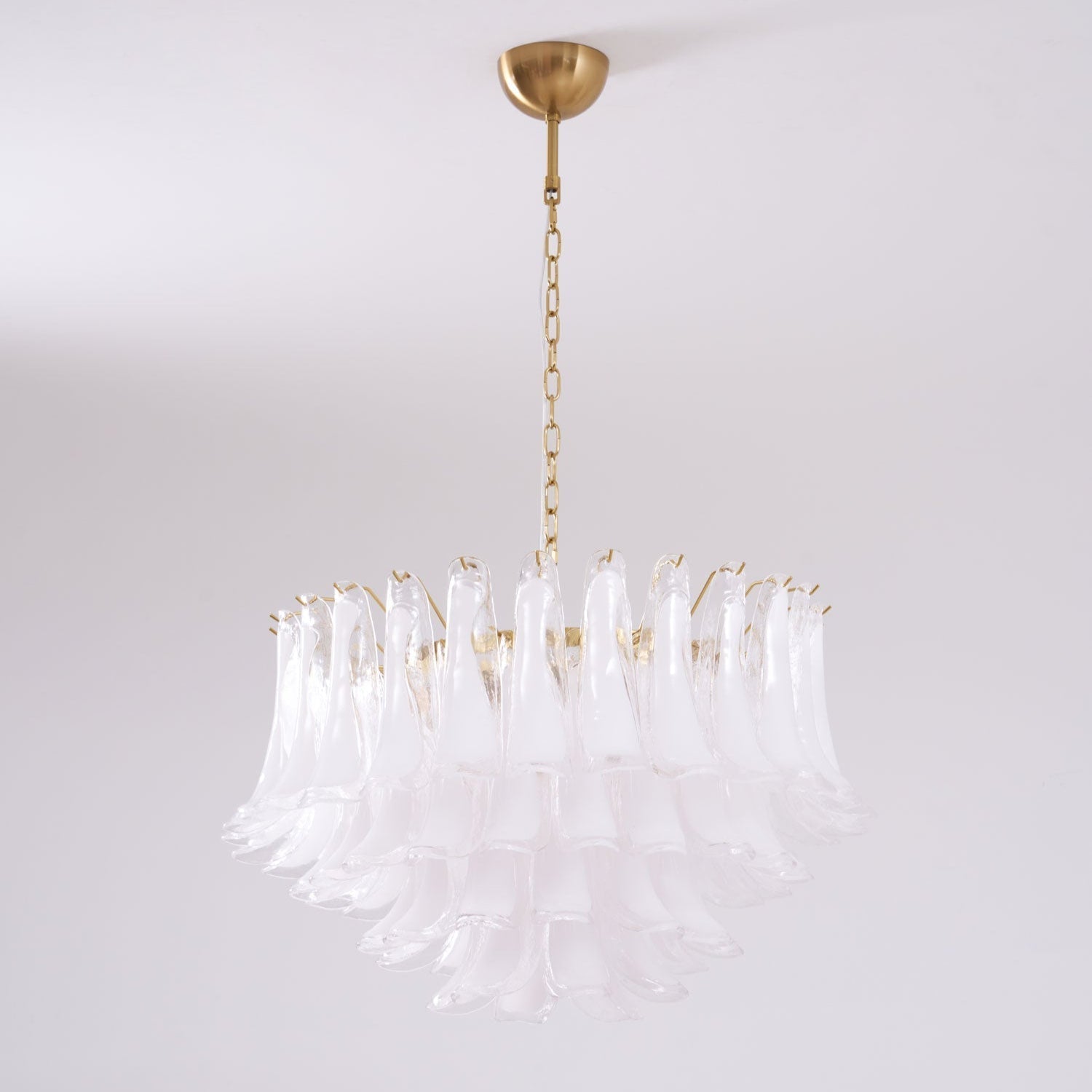 Aurora Chandelier Pink Glass Leaf Layered Floral Glamour - Neutralighting