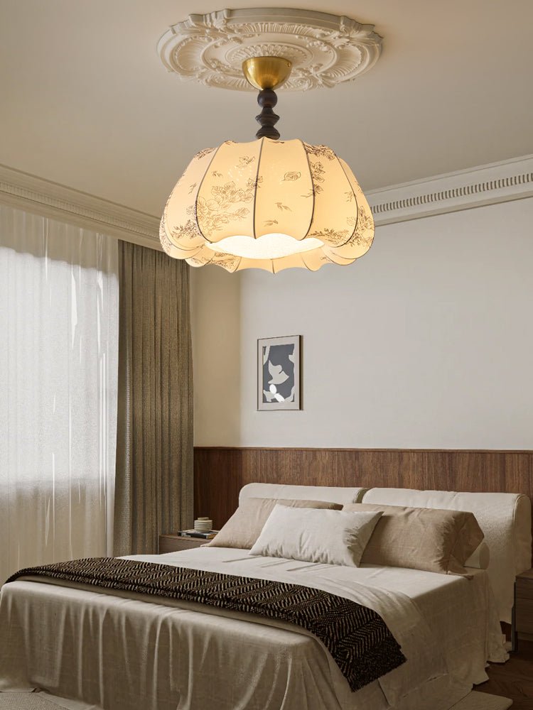 Fleurina Premium Nordic Art Deckenleuchte aus Holz und Stoff-Letslighting
