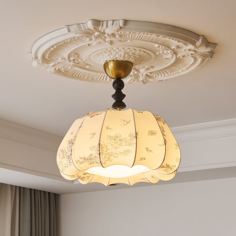 Fleurina Premium Nordic Art Deckenleuchte aus Holz und Stoff-Letslighting