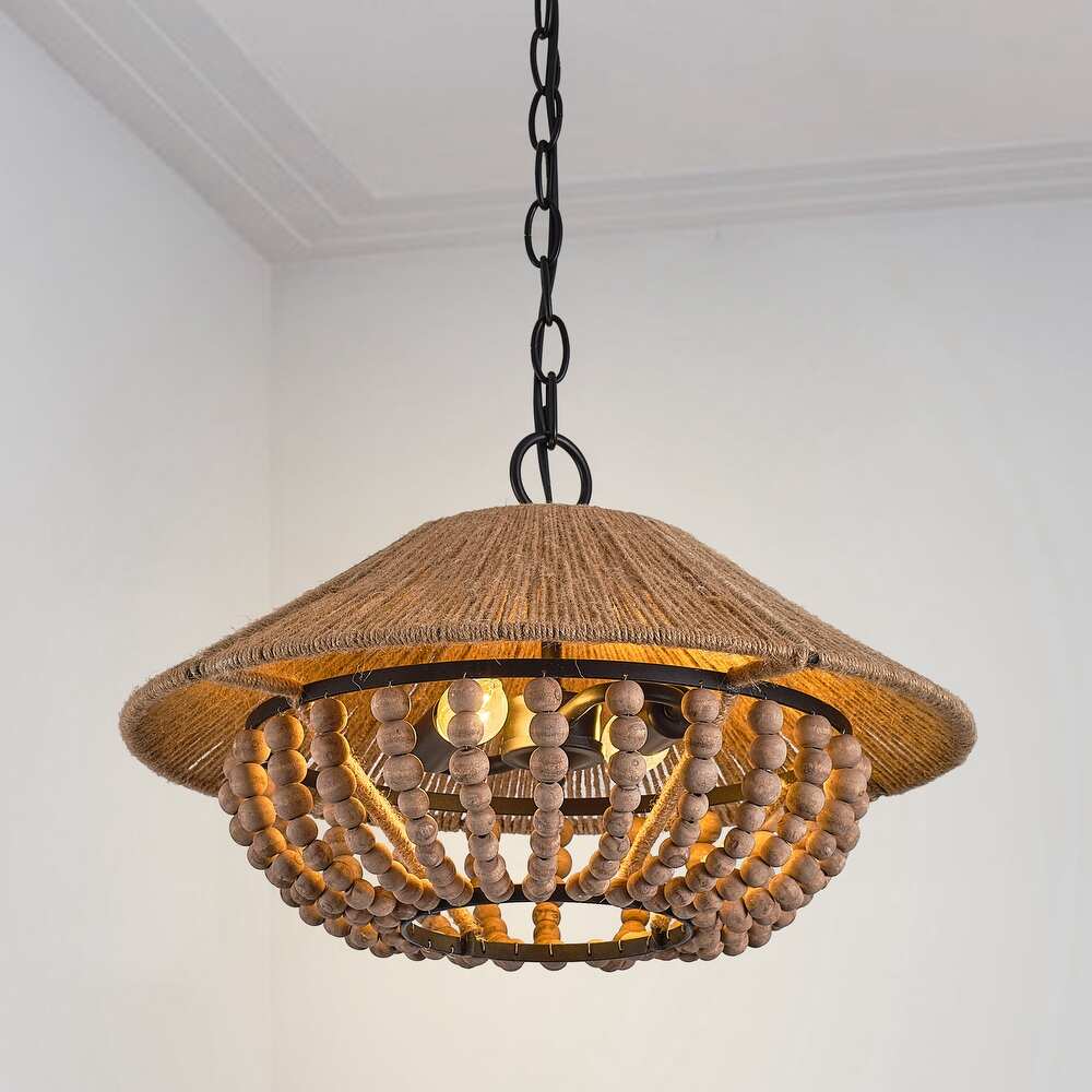 Elmarion Eleganz Natur Landhaus Holz Pendelleuchte-Letslighting