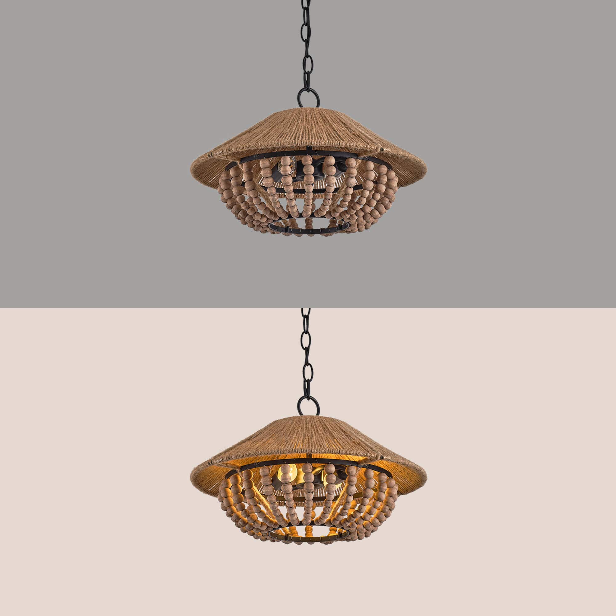 Elmarion Eleganz Natur Landhaus Holz Pendelleuchte-Letslighting